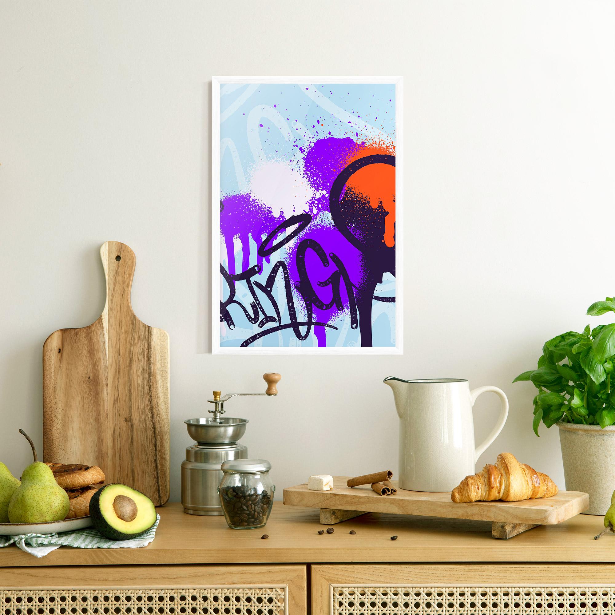 Poster Înrămat Blue Purple Graffiti mockup 8