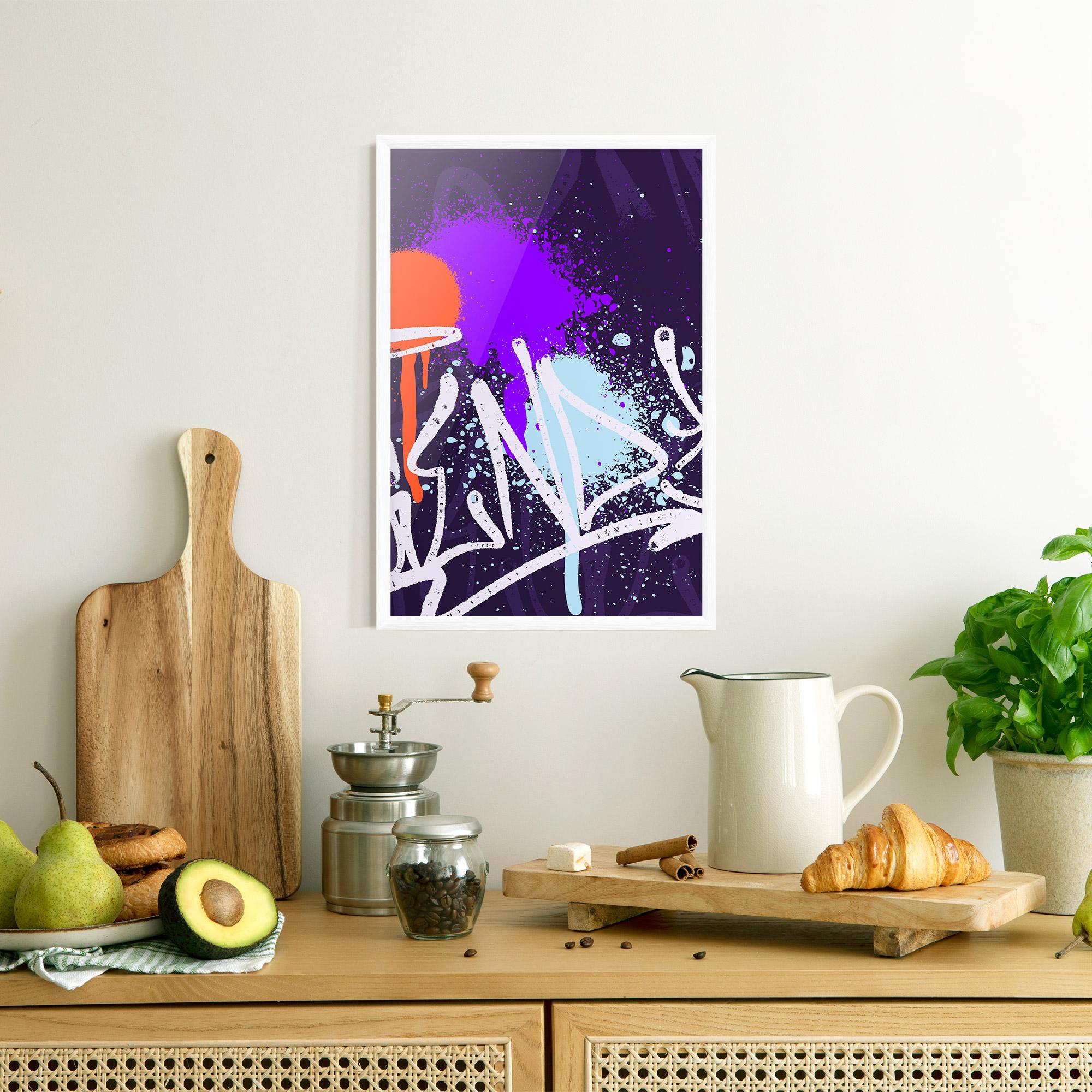 Poster Înrămat Purple Blue Graffiti mockup 8