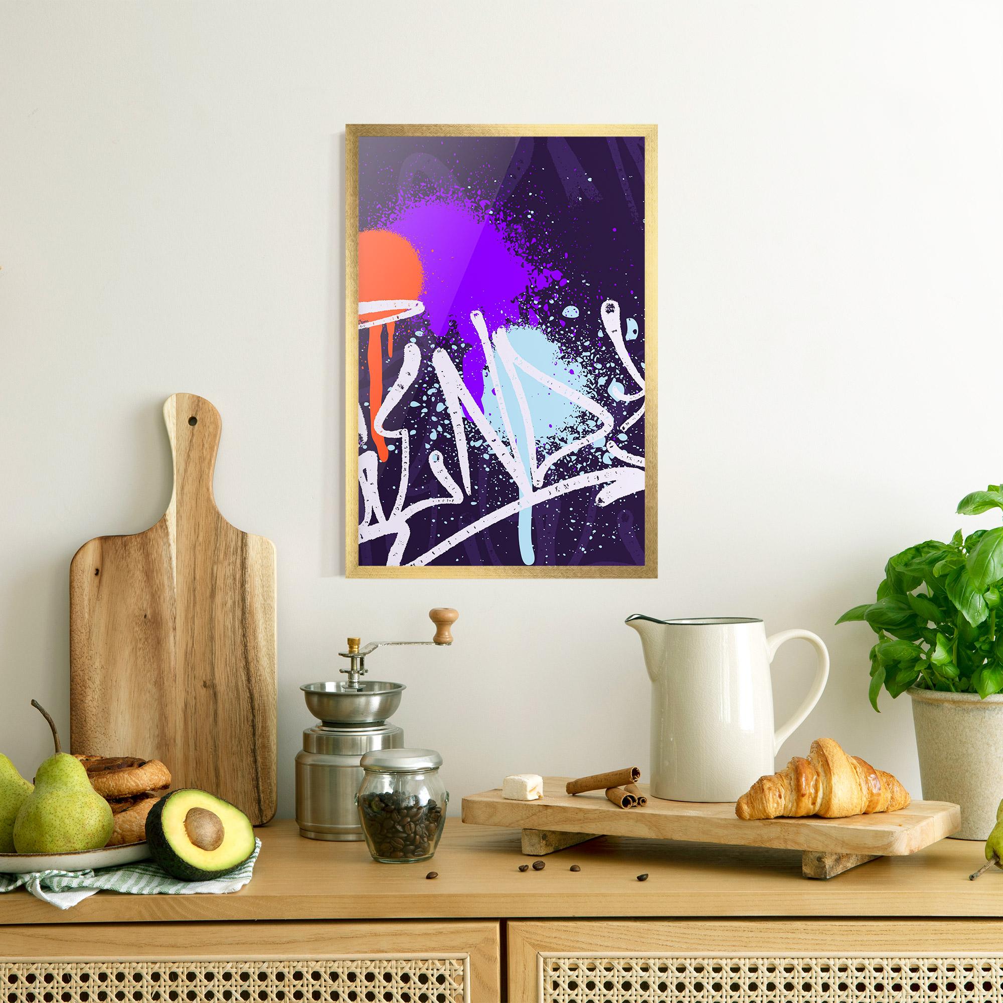 Poster Înrămat Purple Blue Graffiti mockup 8