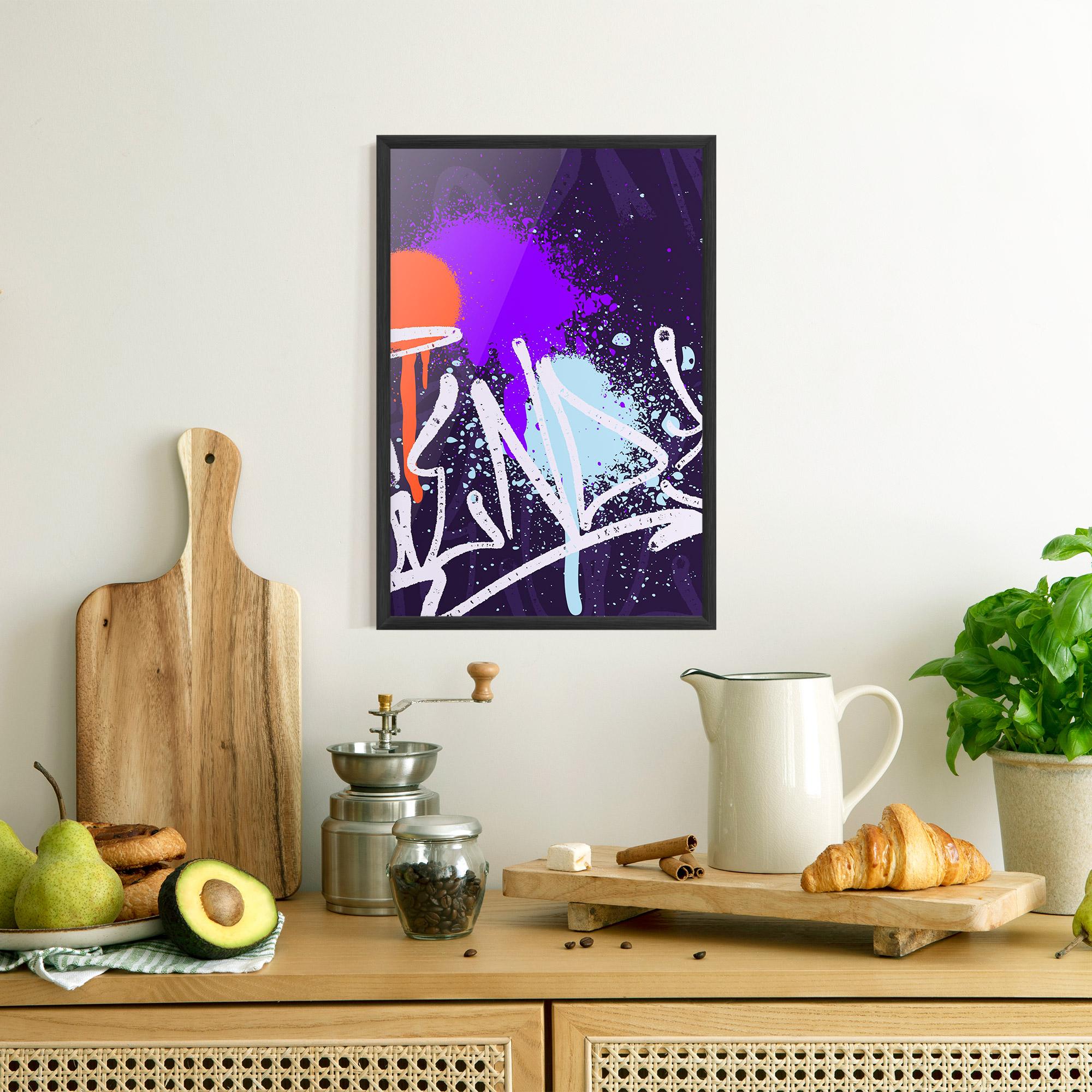 Poster Înrămat Purple Blue Graffiti mockup 8