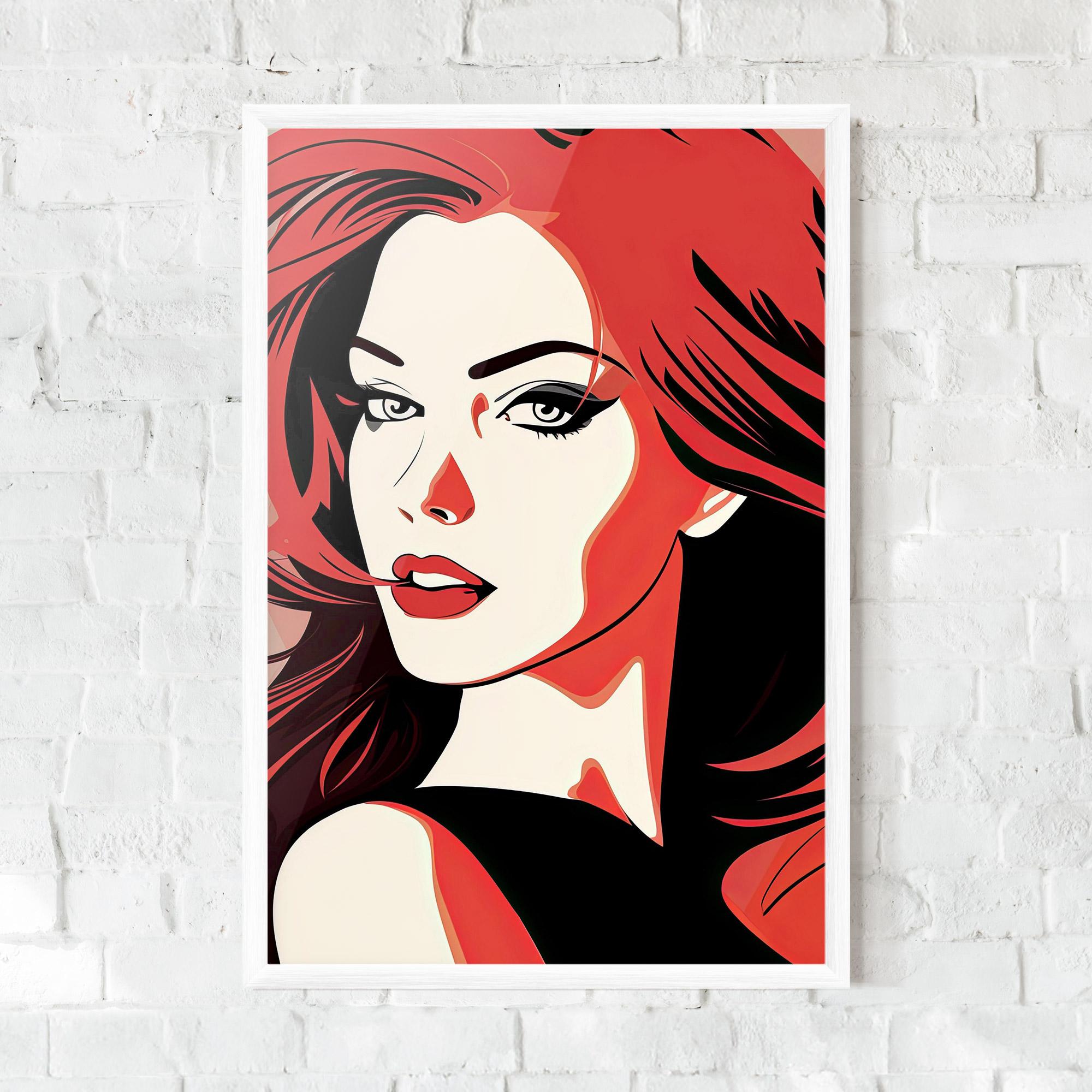 Poster Înrămat Red Hair Pop Art mockup 0