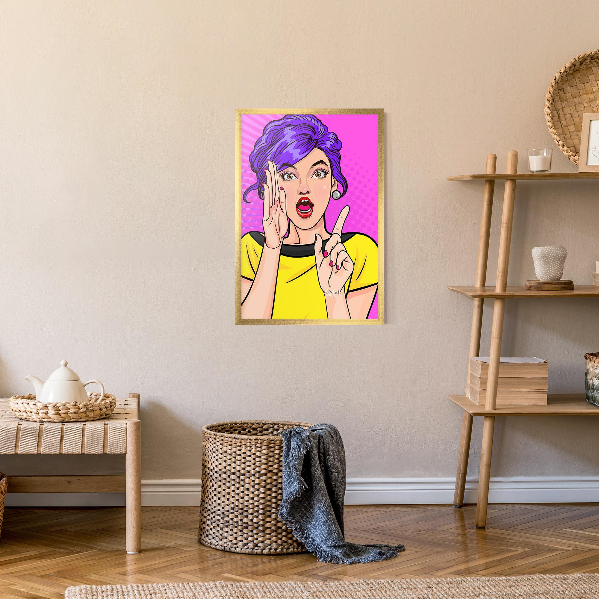 Poster Înrămat Surprised Pop Woman mockup 9