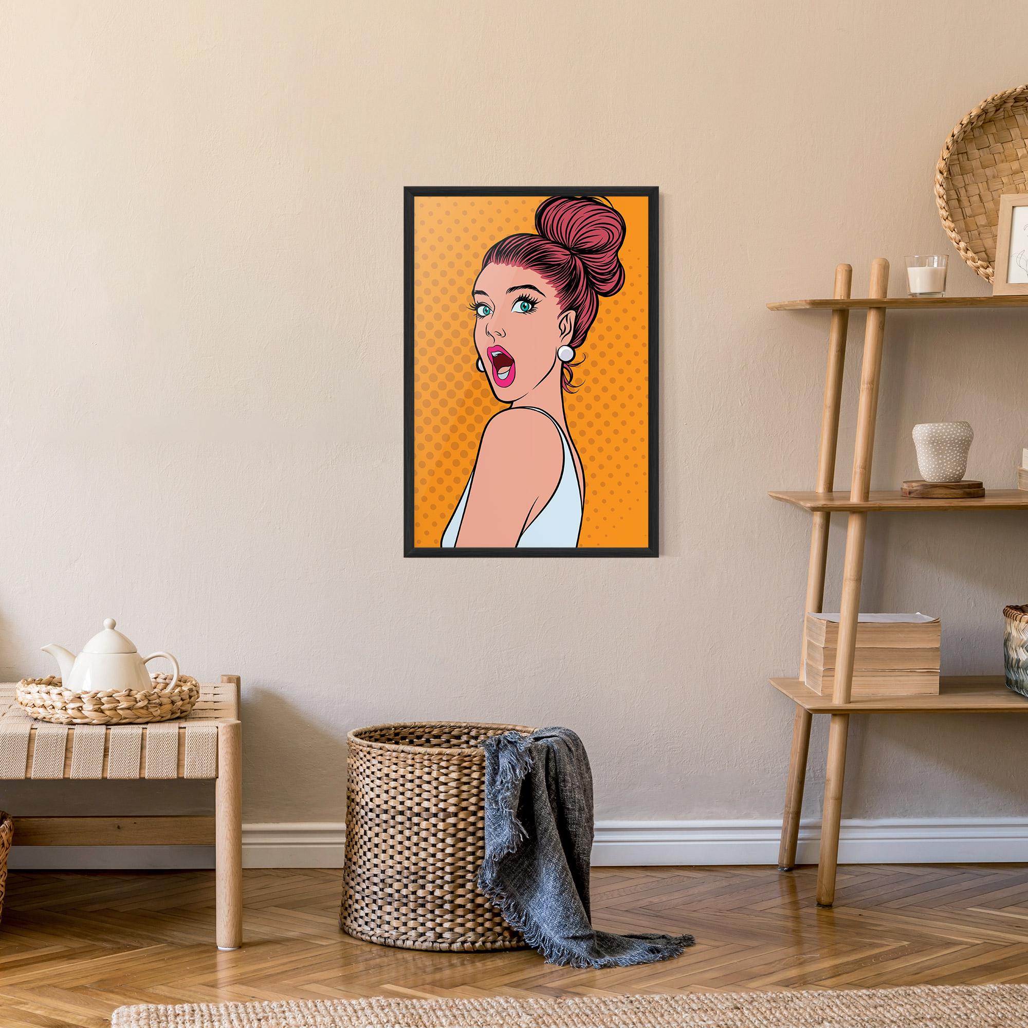 Poster Înrămat Pop Comic Lady mockup 9