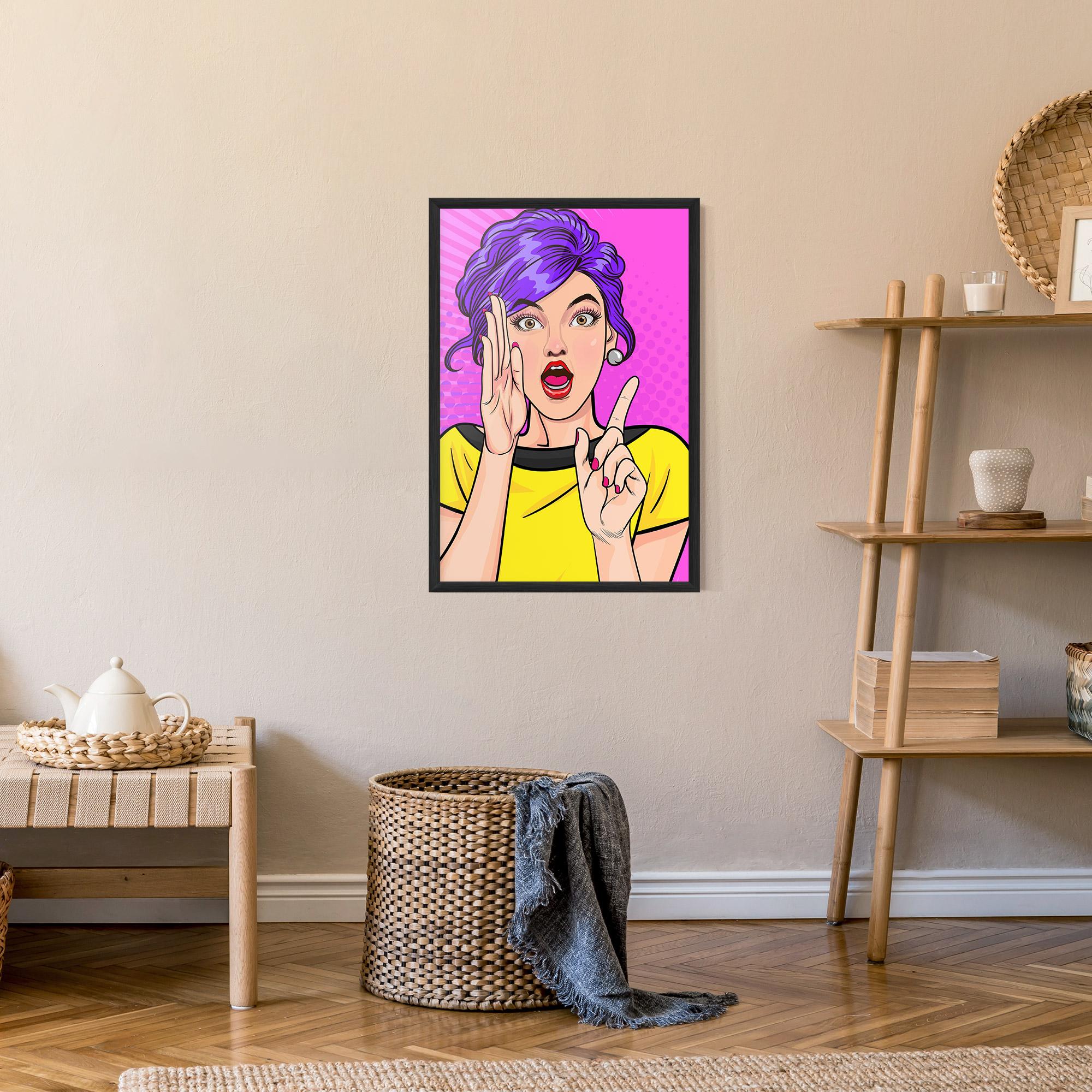 Poster Înrămat Surprised Pop Woman mockup 9