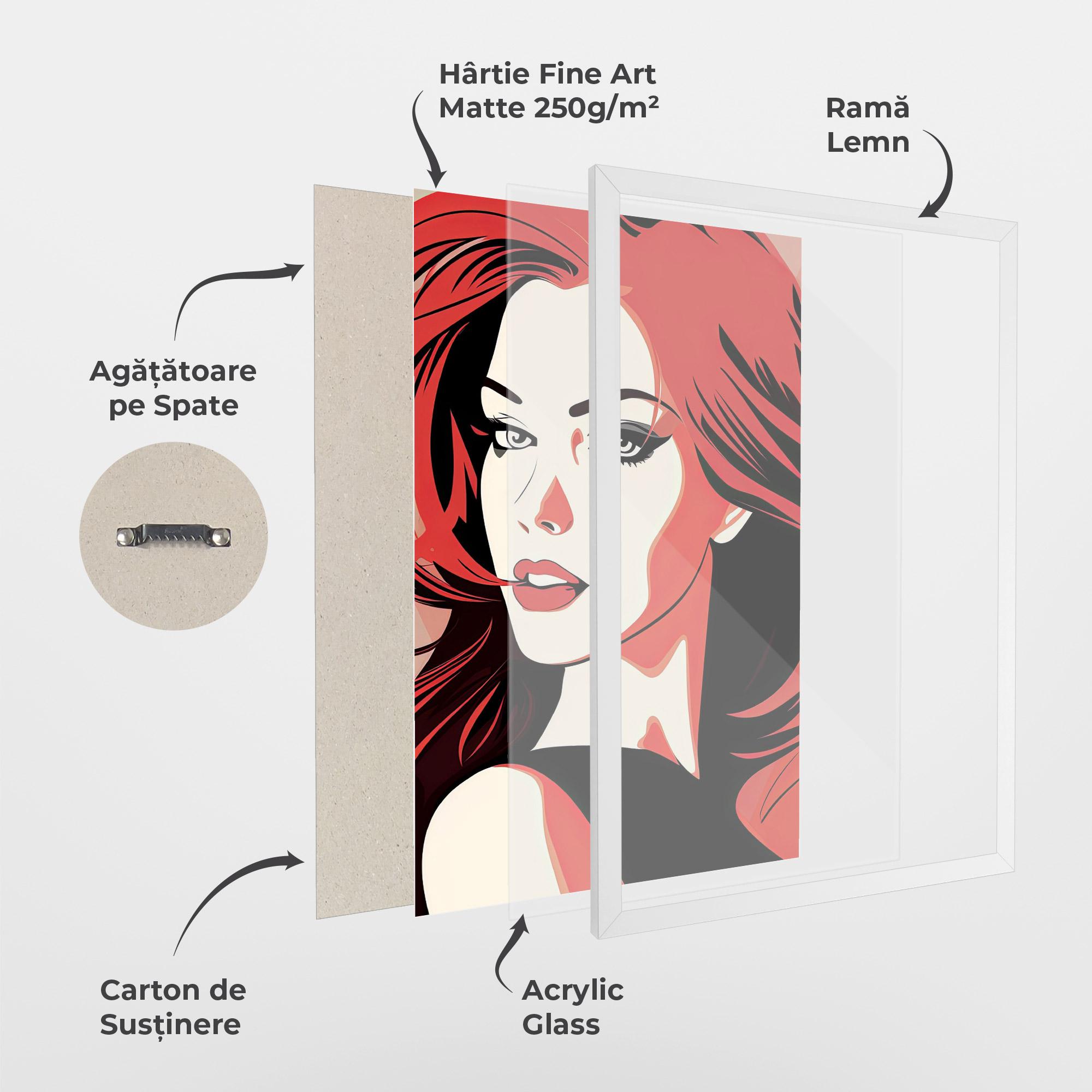 Poster Înrămat Red Hair Pop Art mockup 1
