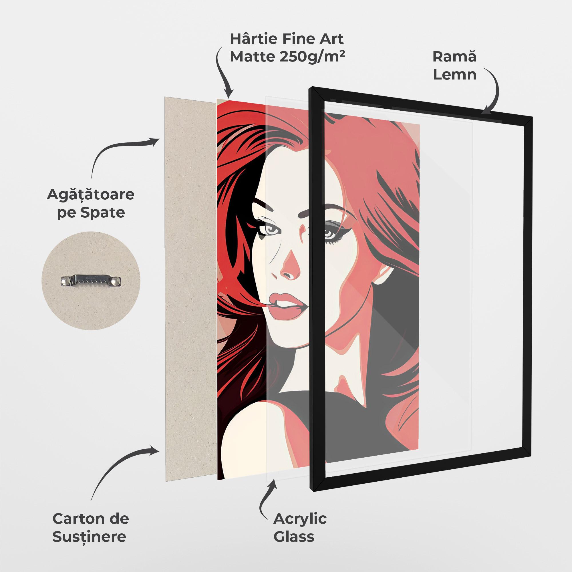 Poster Înrămat Red Hair Pop Art mockup 1