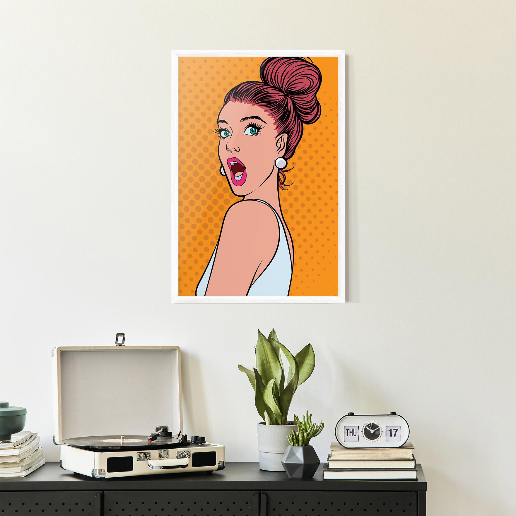 Poster Înrămat Pop Comic Lady mockup 2