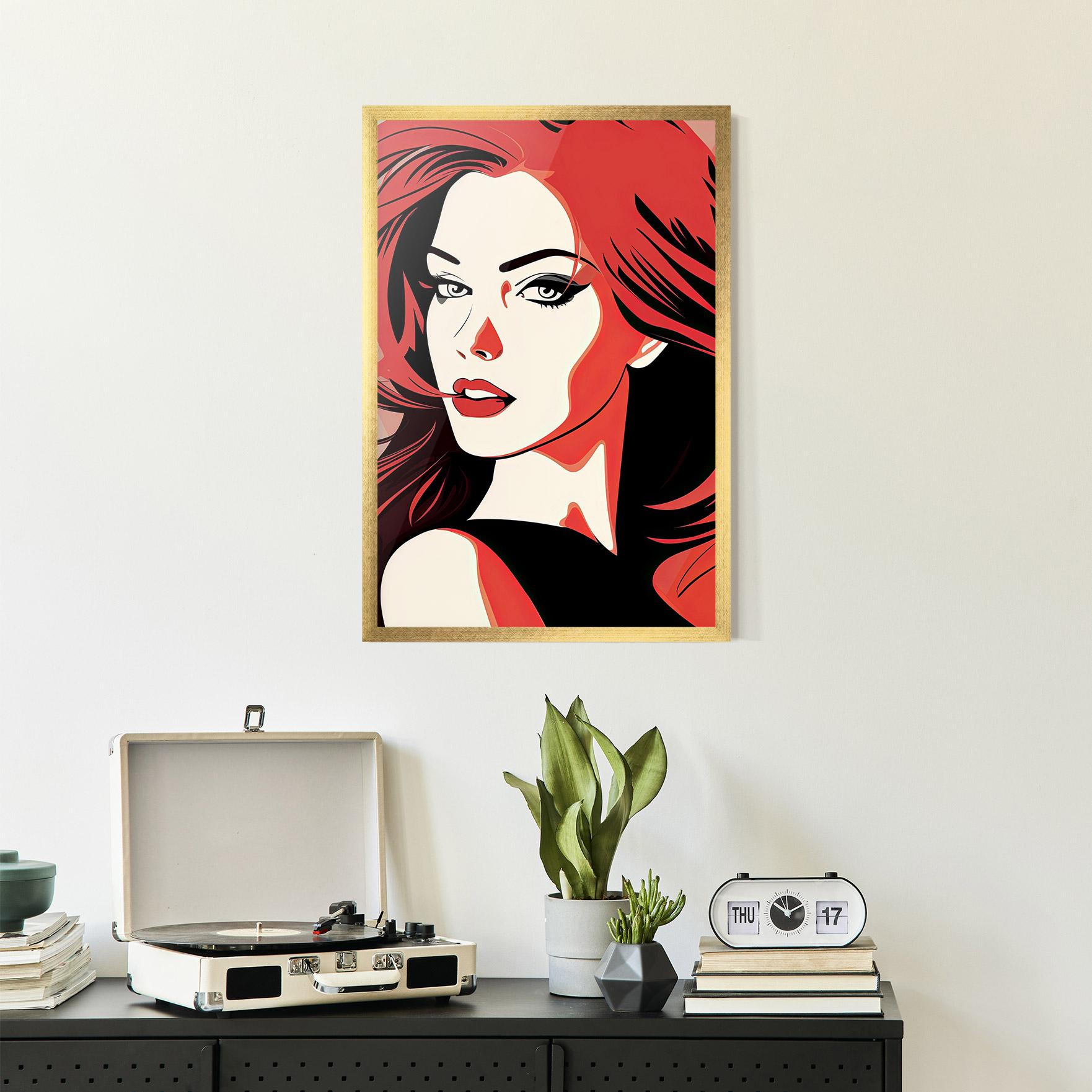 Poster Înrămat Red Hair Pop Art mockup 2