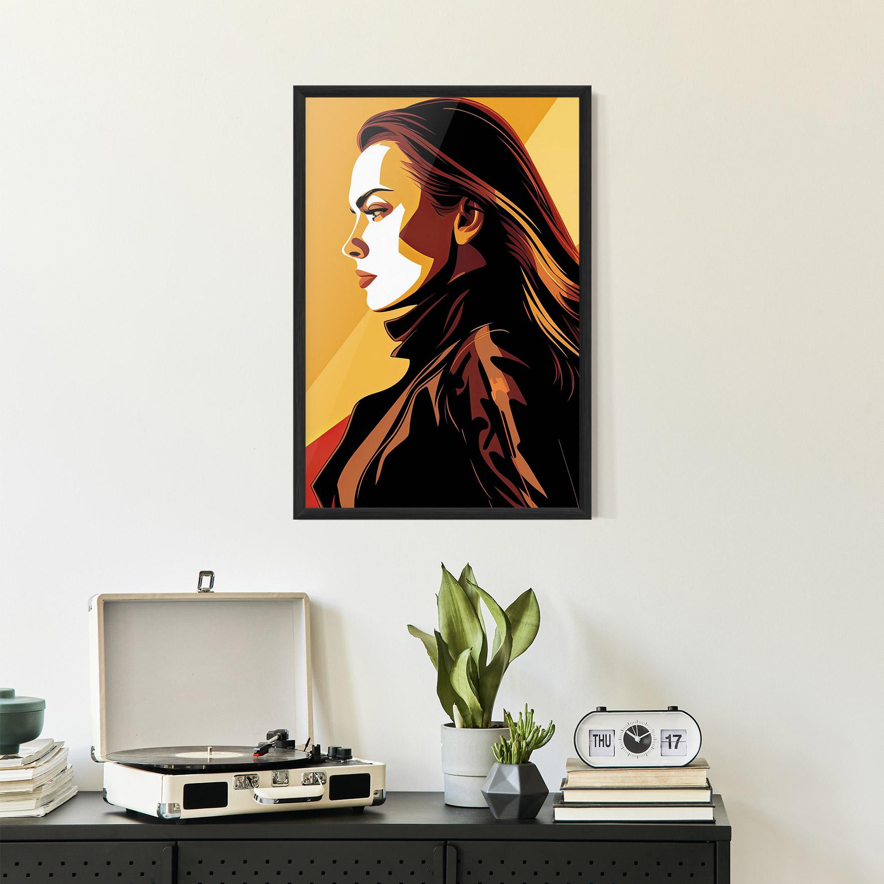 Poster Înrămat Graphical Pop Girl mockup 2