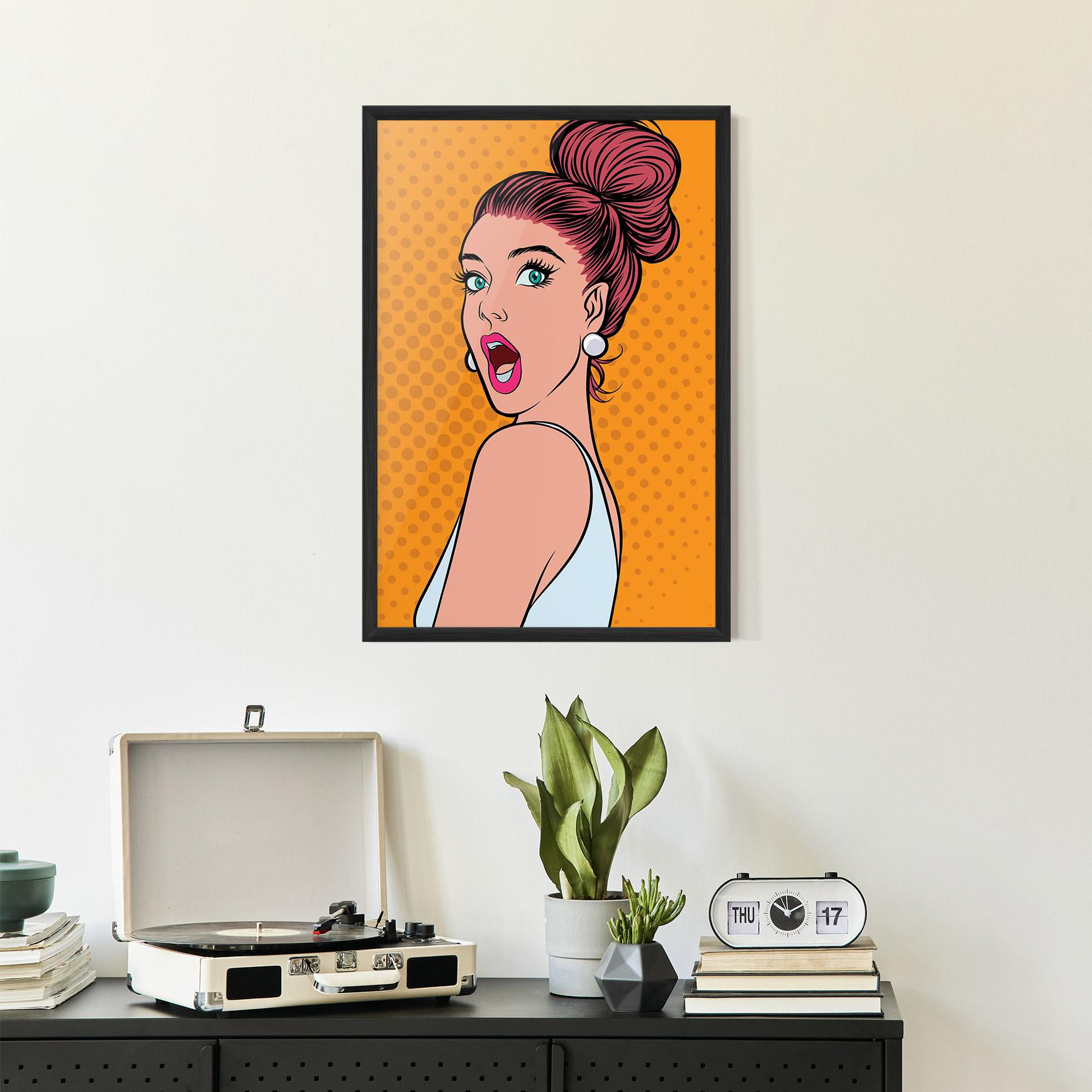 Poster Înrămat Pop Comic Lady mockup 2