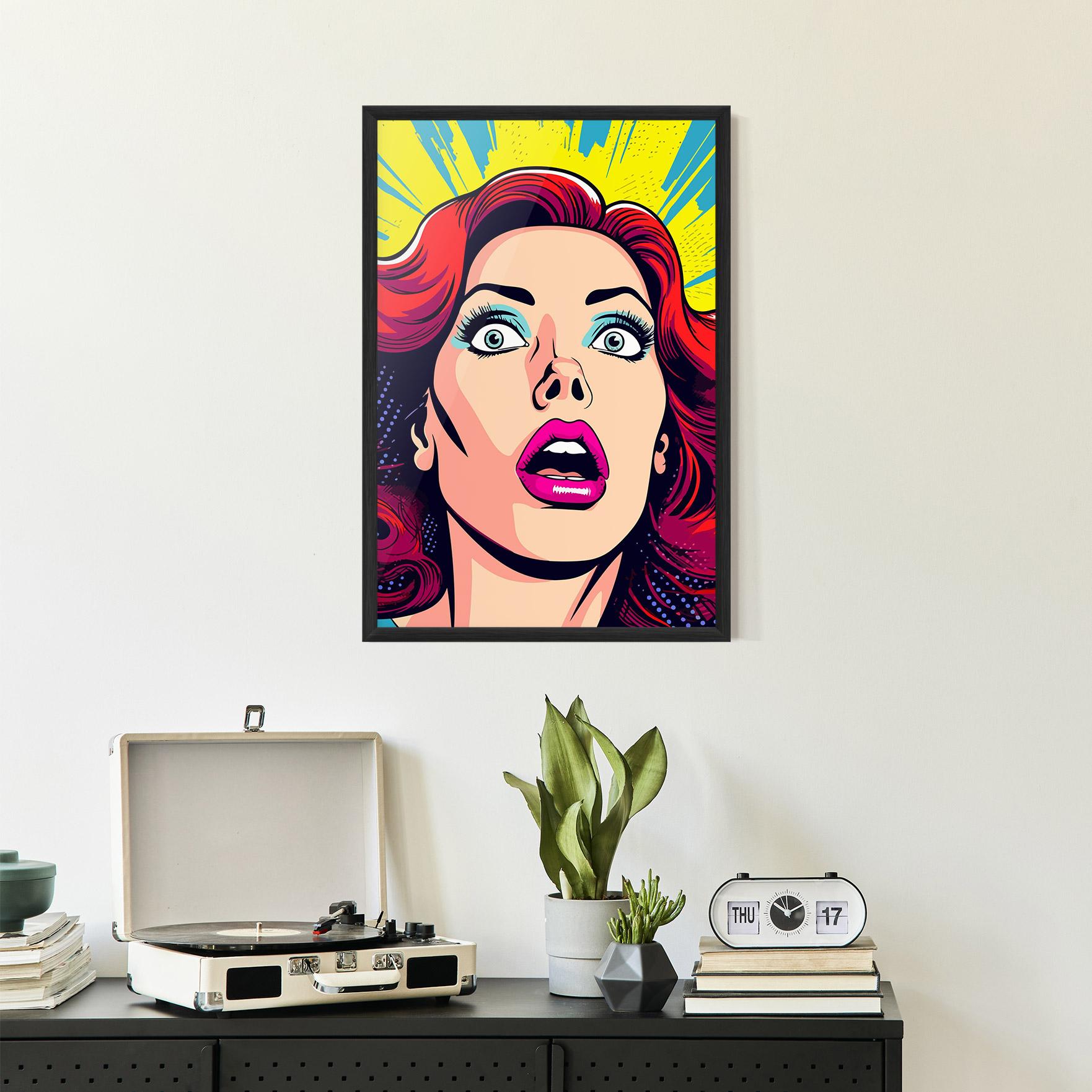 Poster Înrămat Pop Scared Woman mockup 2