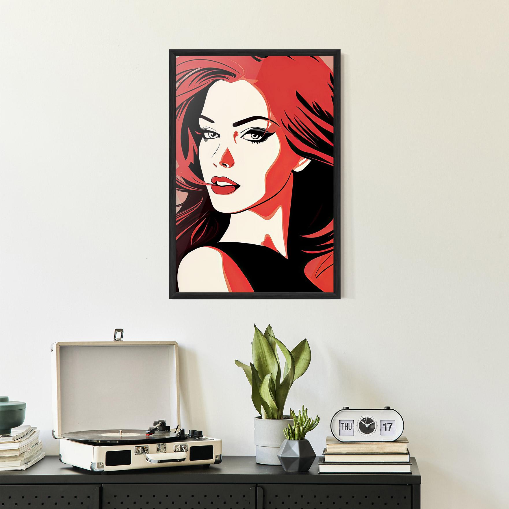 Poster Înrămat Red Hair Pop Art mockup 2