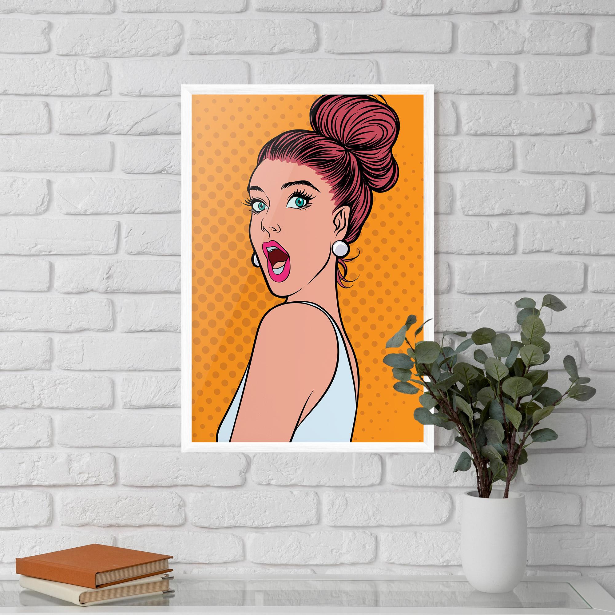 Poster Înrămat Pop Comic Lady mockup 5