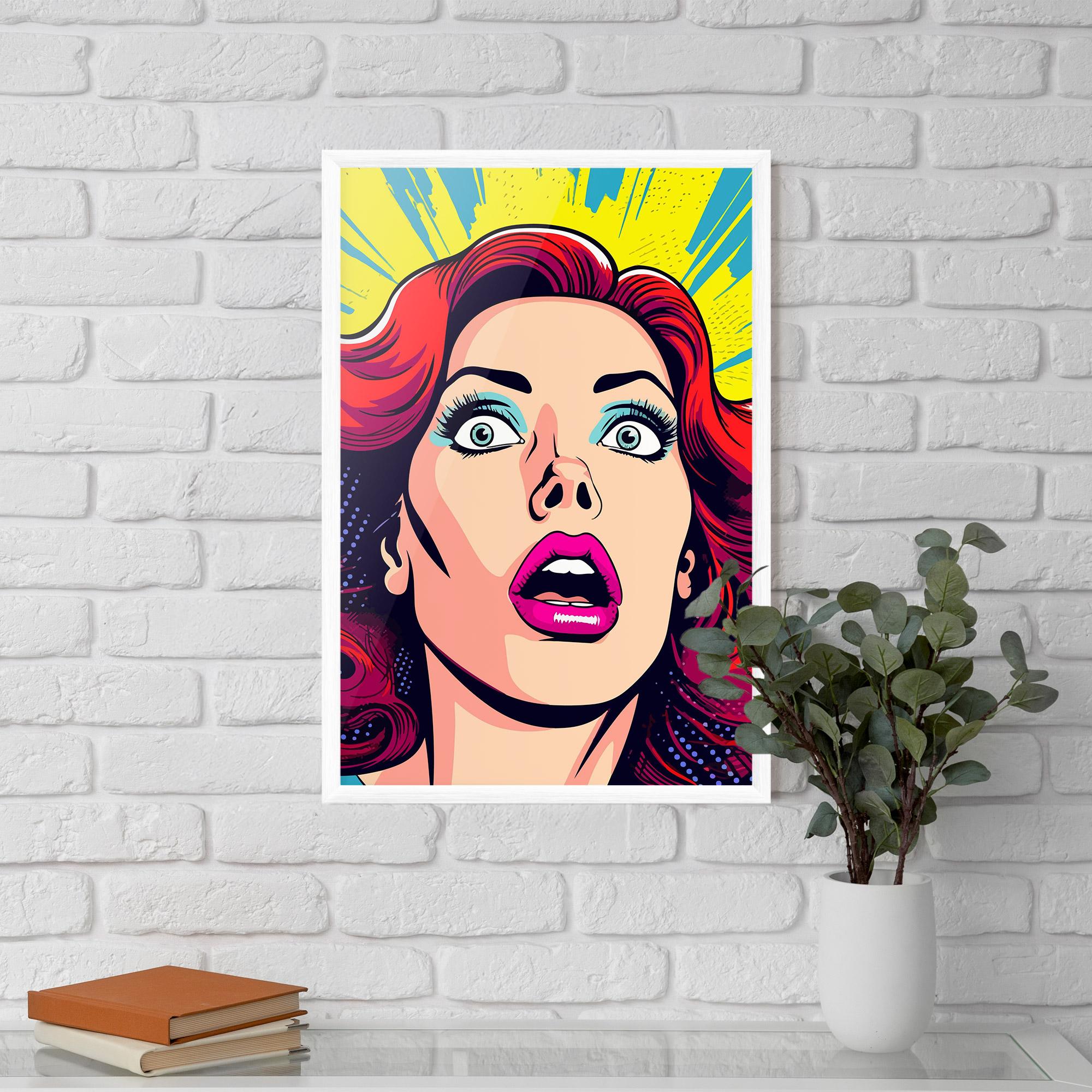 Poster Înrămat Pop Scared Woman mockup 5