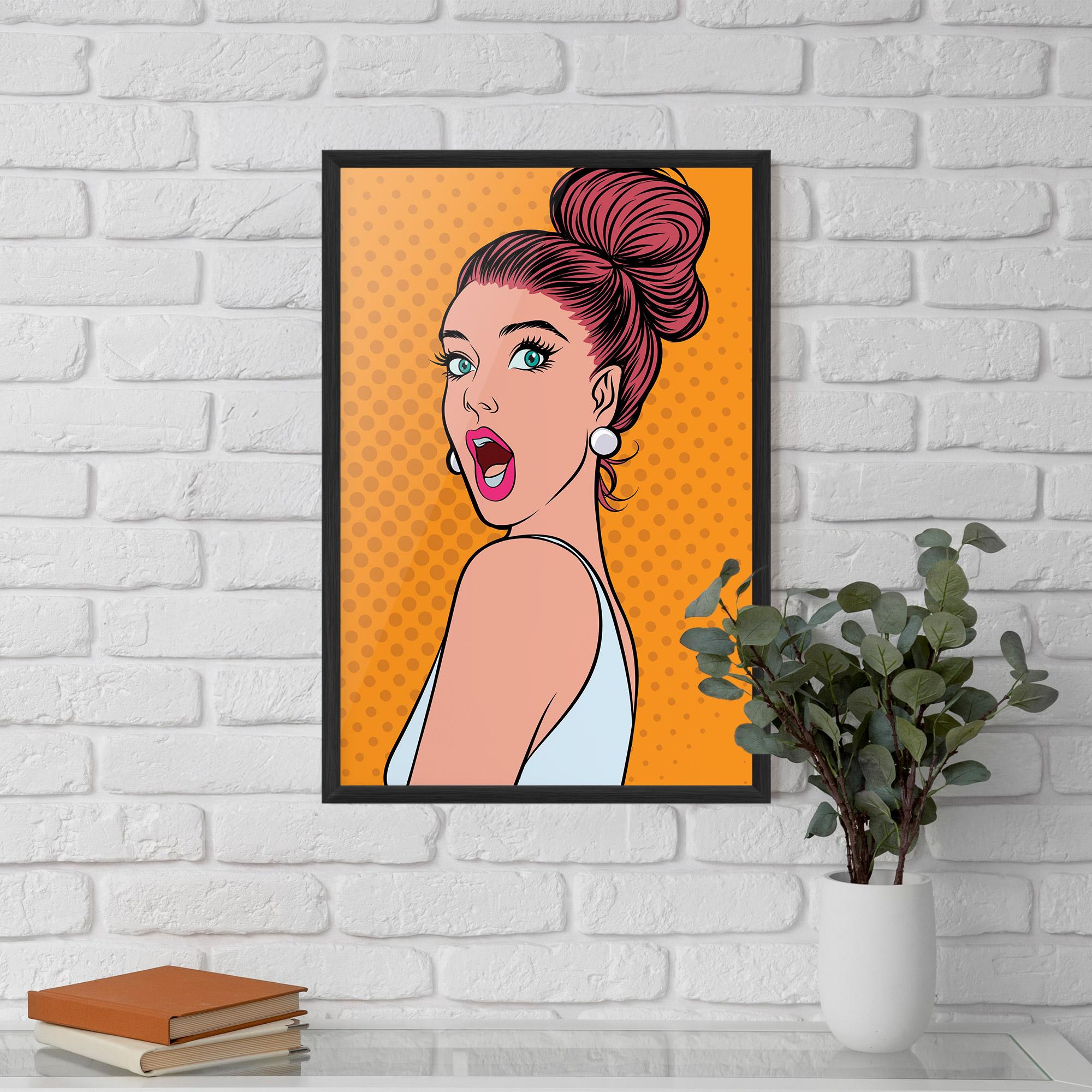 Poster Înrămat Pop Comic Lady mockup 5