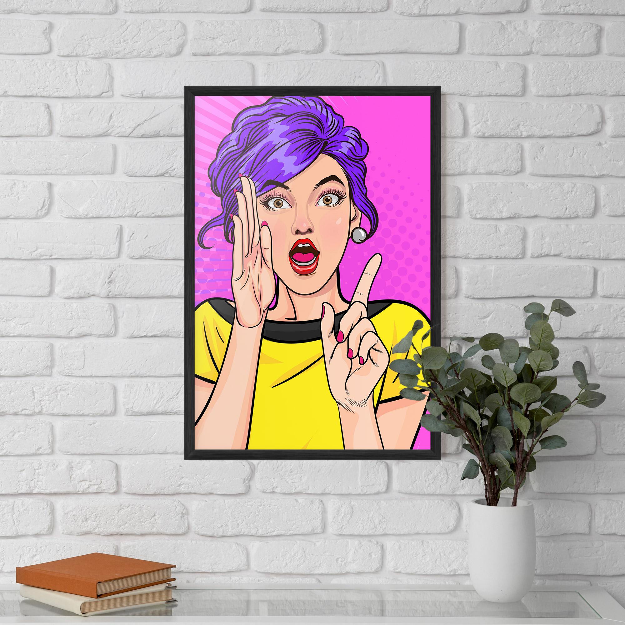 Poster Înrămat Surprised Pop Woman mockup 5