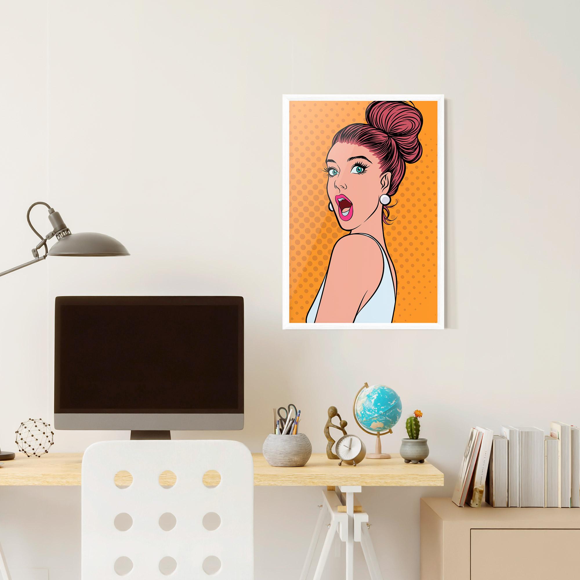 Poster Înrămat Pop Comic Lady mockup 6