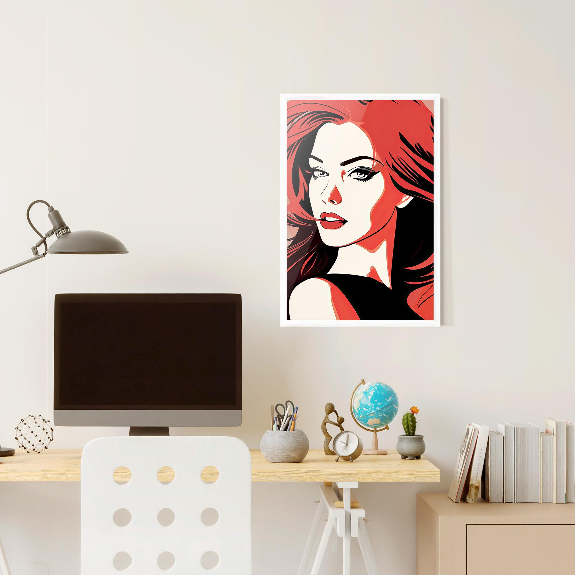 Poster Înrămat Red Hair Pop Art mockup 6