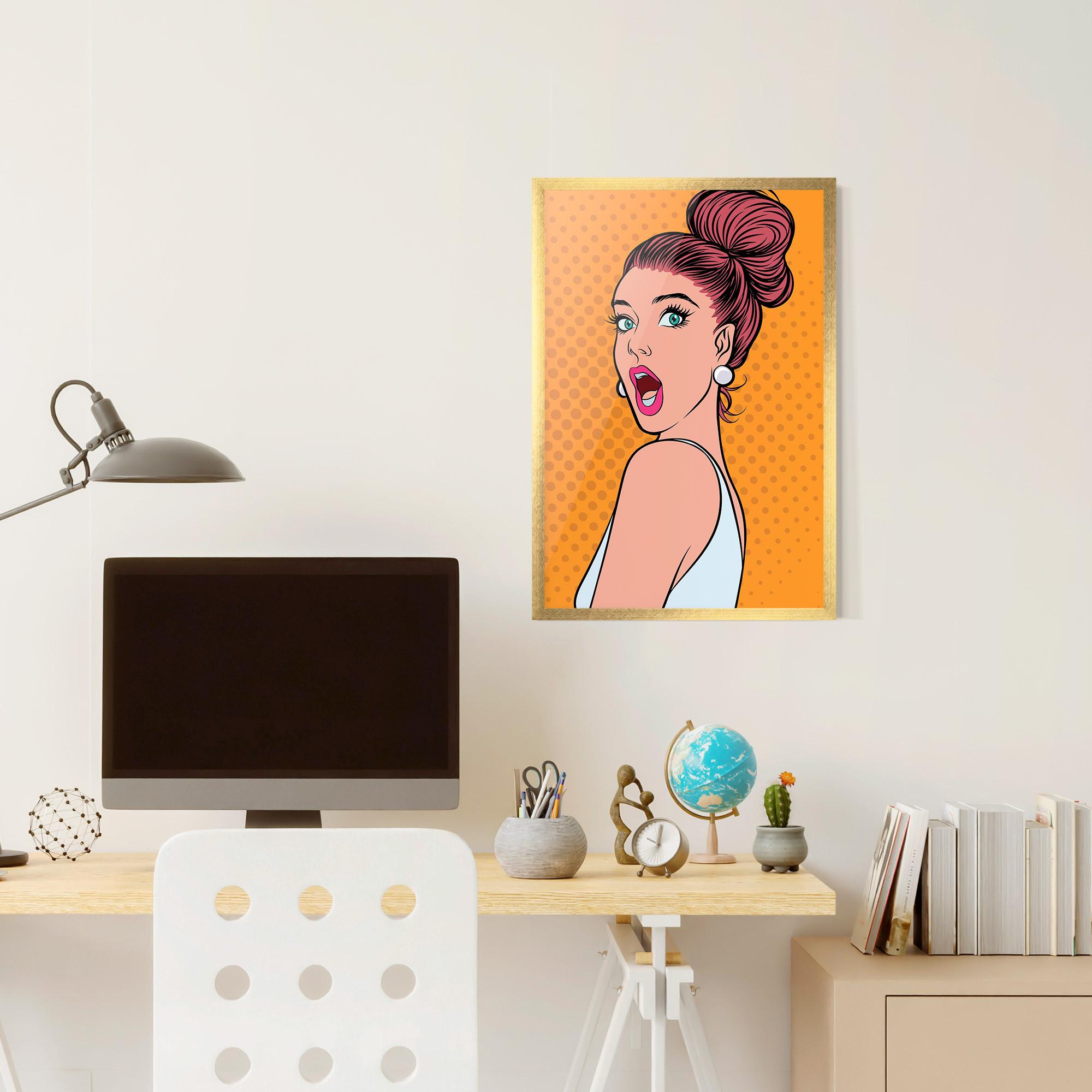 Poster Înrămat Pop Comic Lady mockup 6