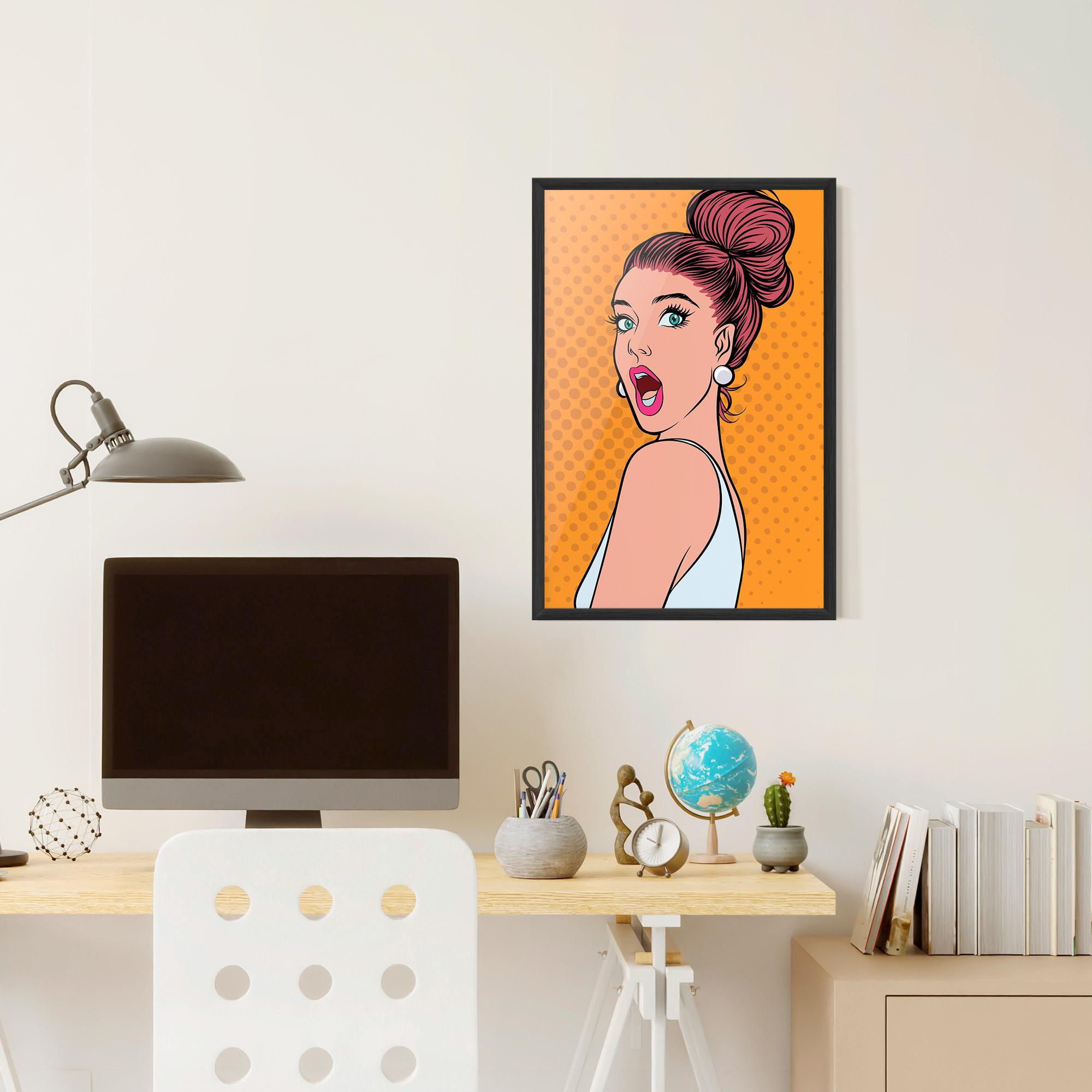 Poster Înrămat Pop Comic Lady mockup 6