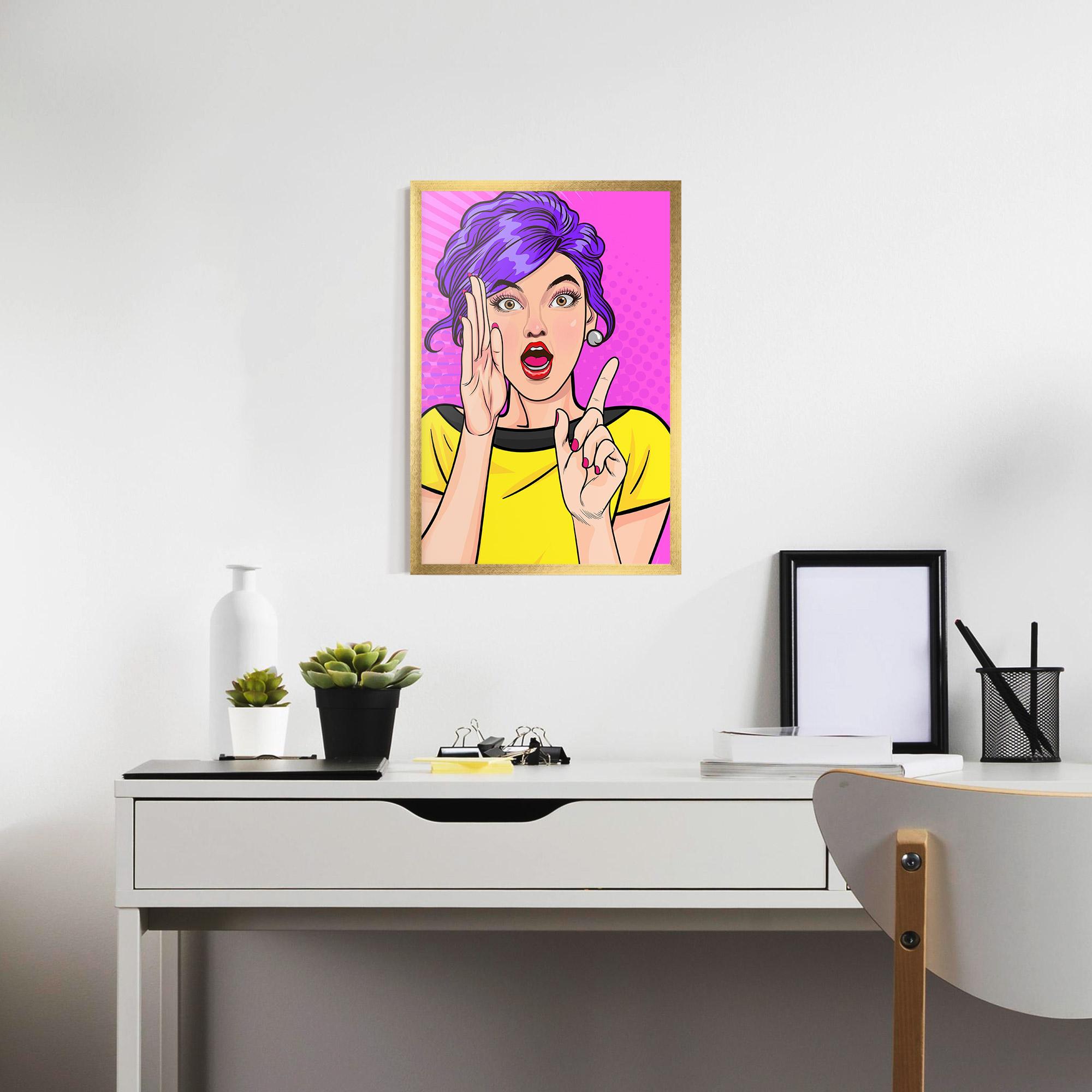 Poster Înrămat Surprised Pop Woman mockup 7