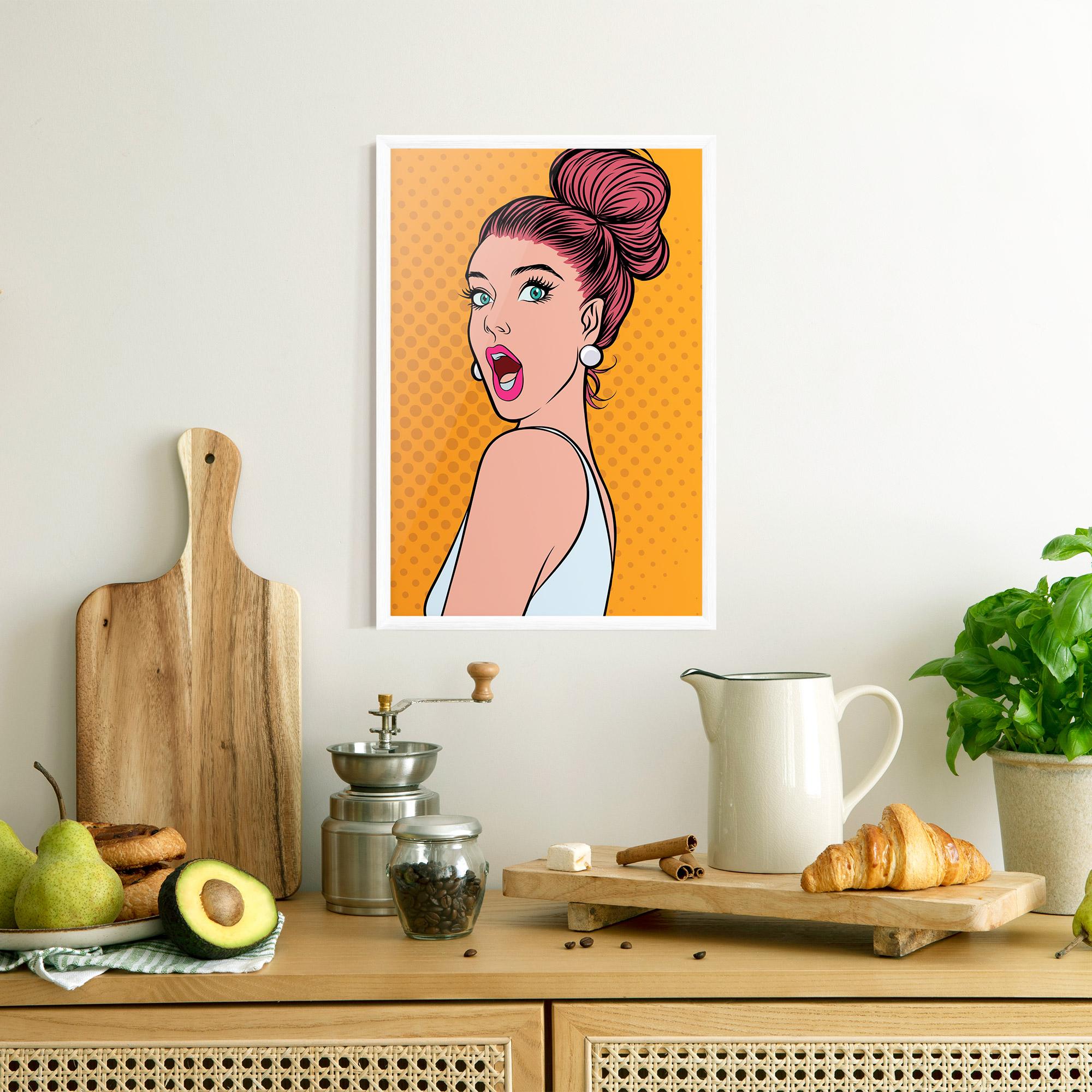 Poster Înrămat Pop Comic Lady mockup 8