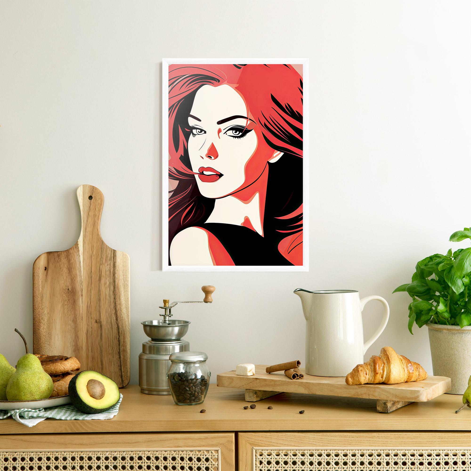 Poster Înrămat Red Hair Pop Art mockup 8