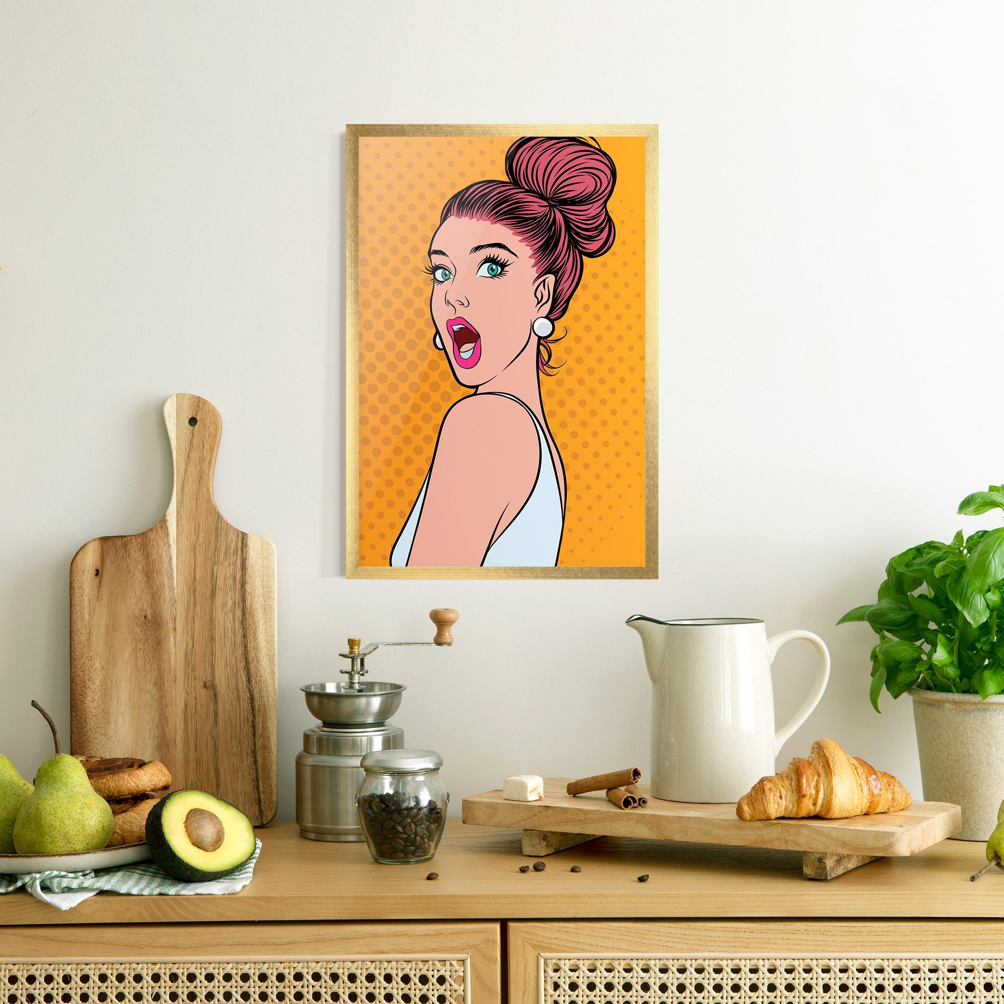 Poster Înrămat Pop Comic Lady mockup 8