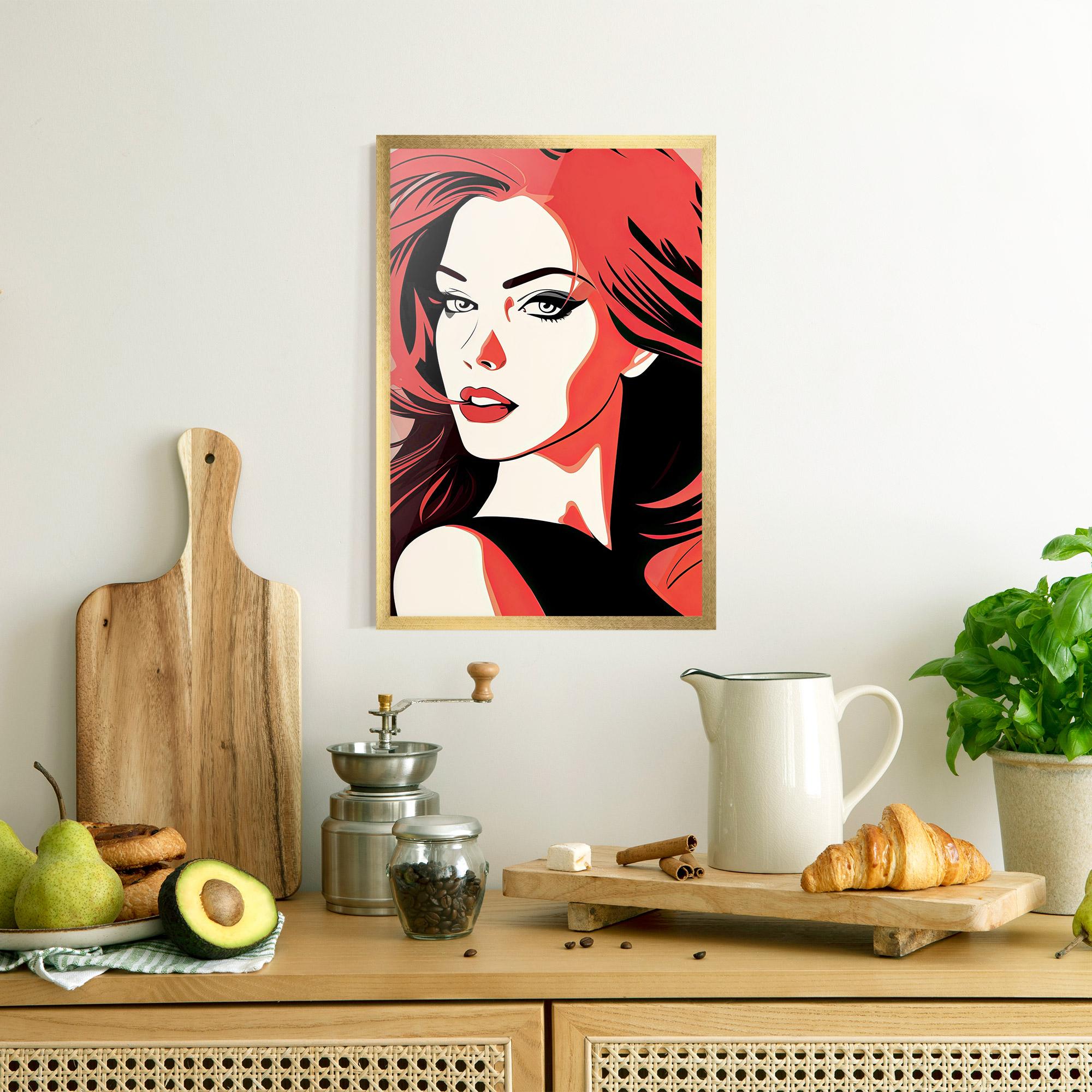 Poster Înrămat Red Hair Pop Art mockup 8
