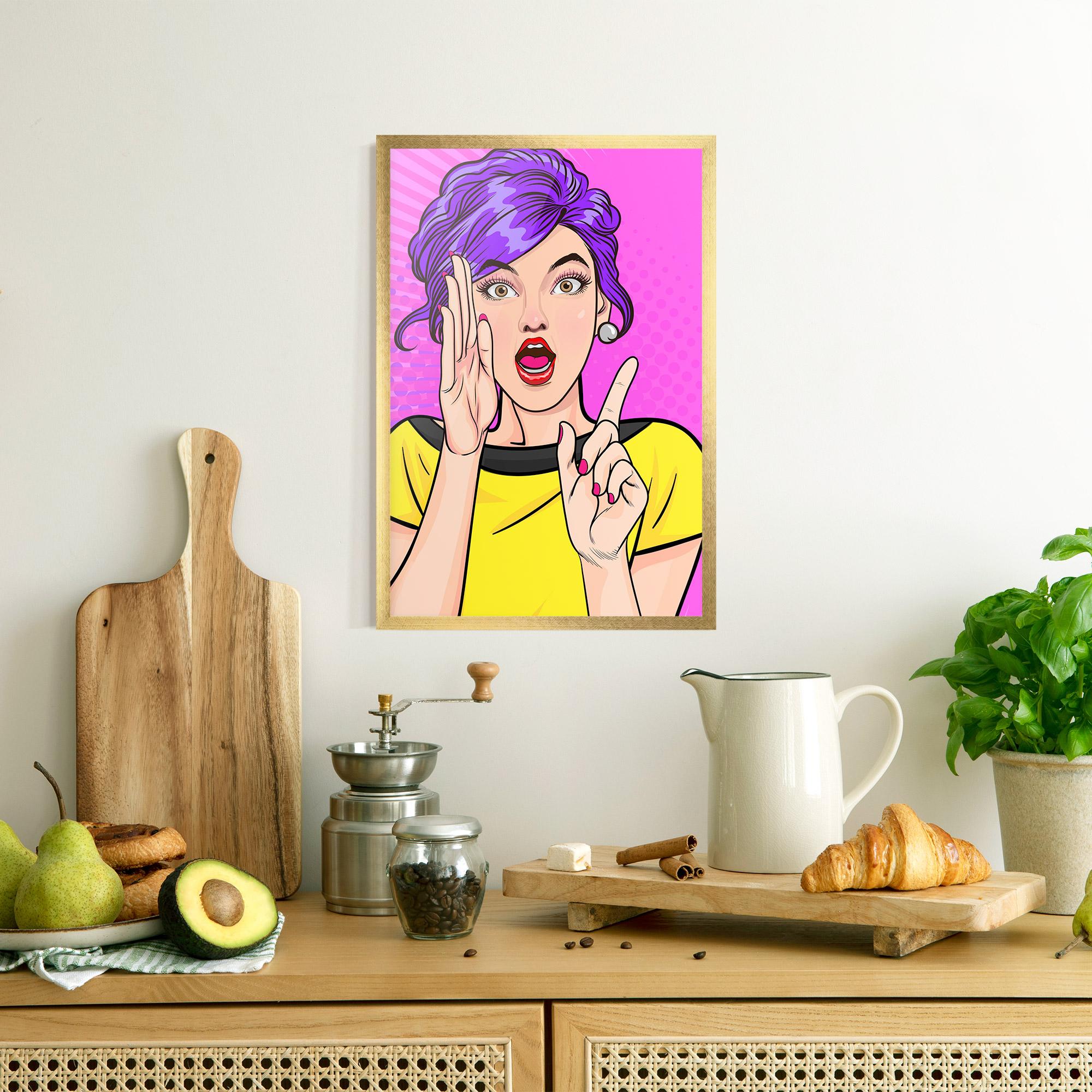 Poster Înrămat Surprised Pop Woman mockup 8