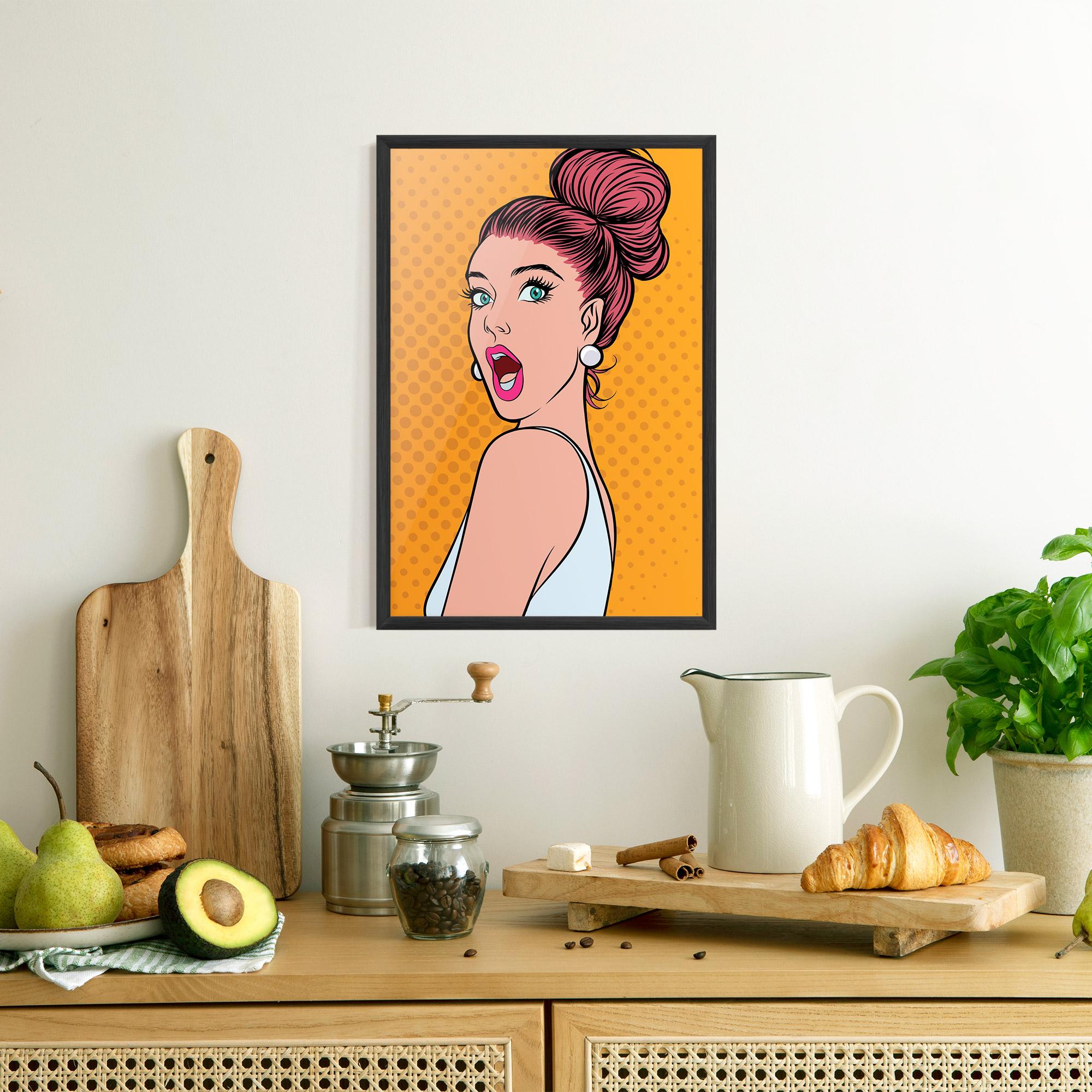 Poster Înrămat Pop Comic Lady mockup 8