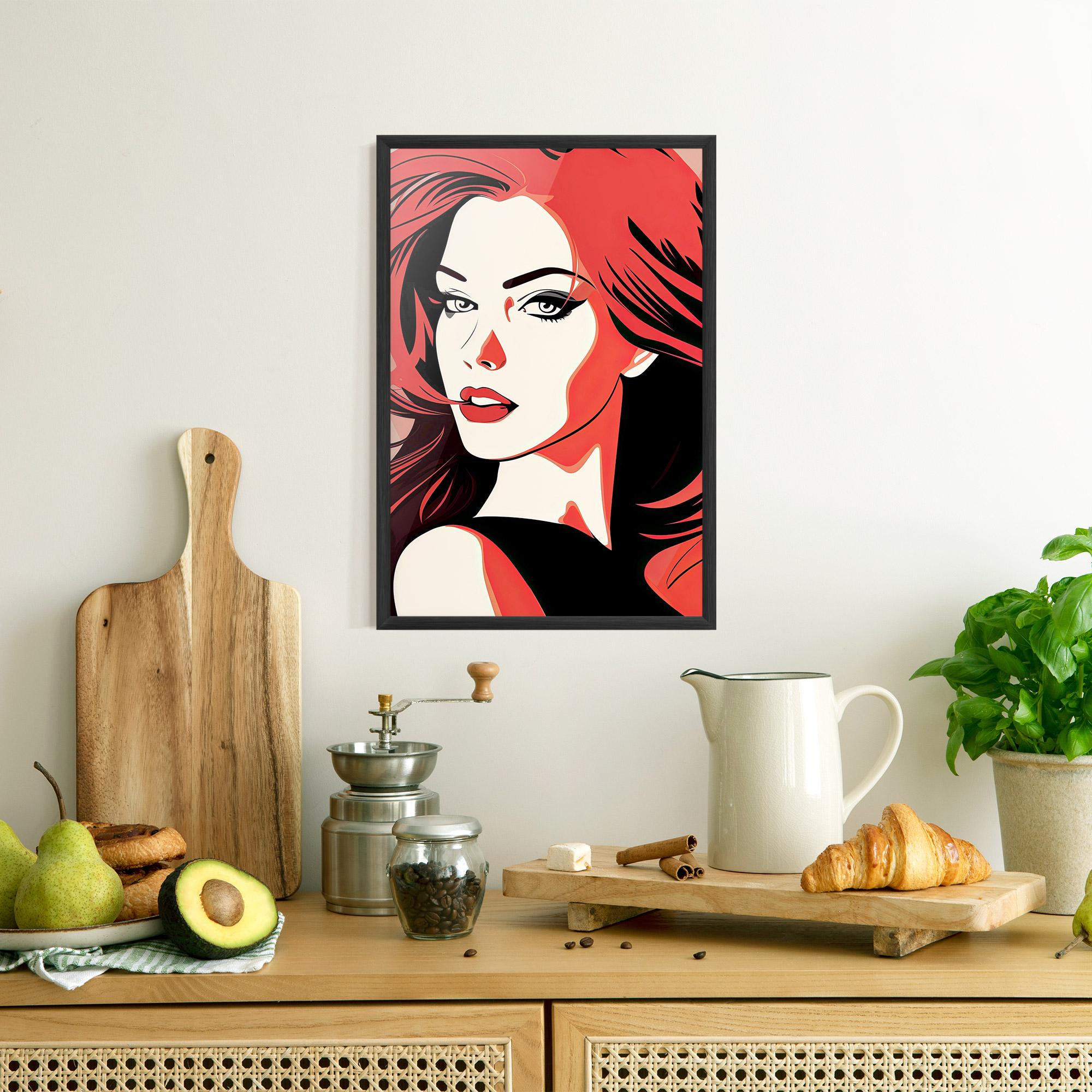 Poster Înrămat Red Hair Pop Art mockup 8