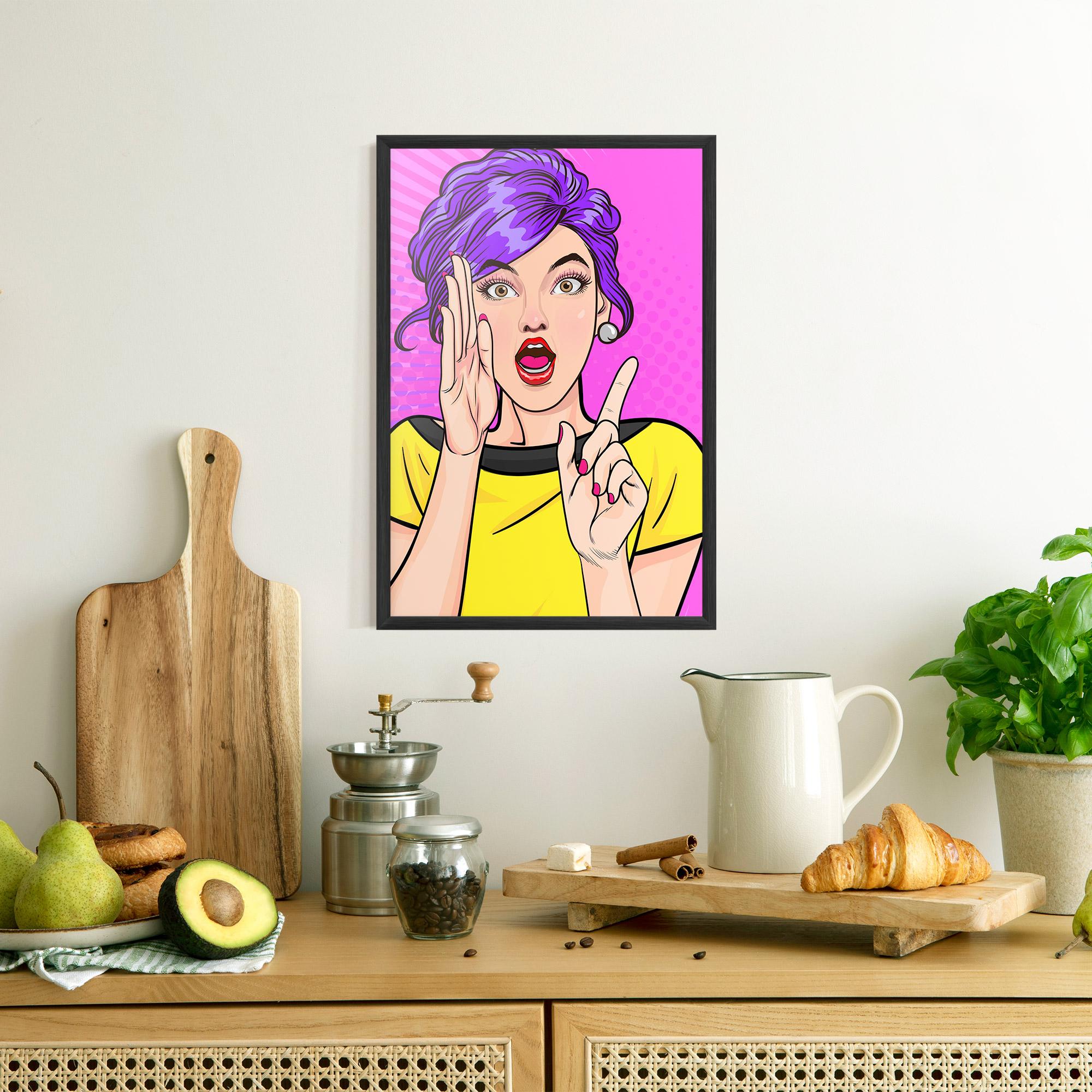 Poster Înrămat Surprised Pop Woman mockup 8