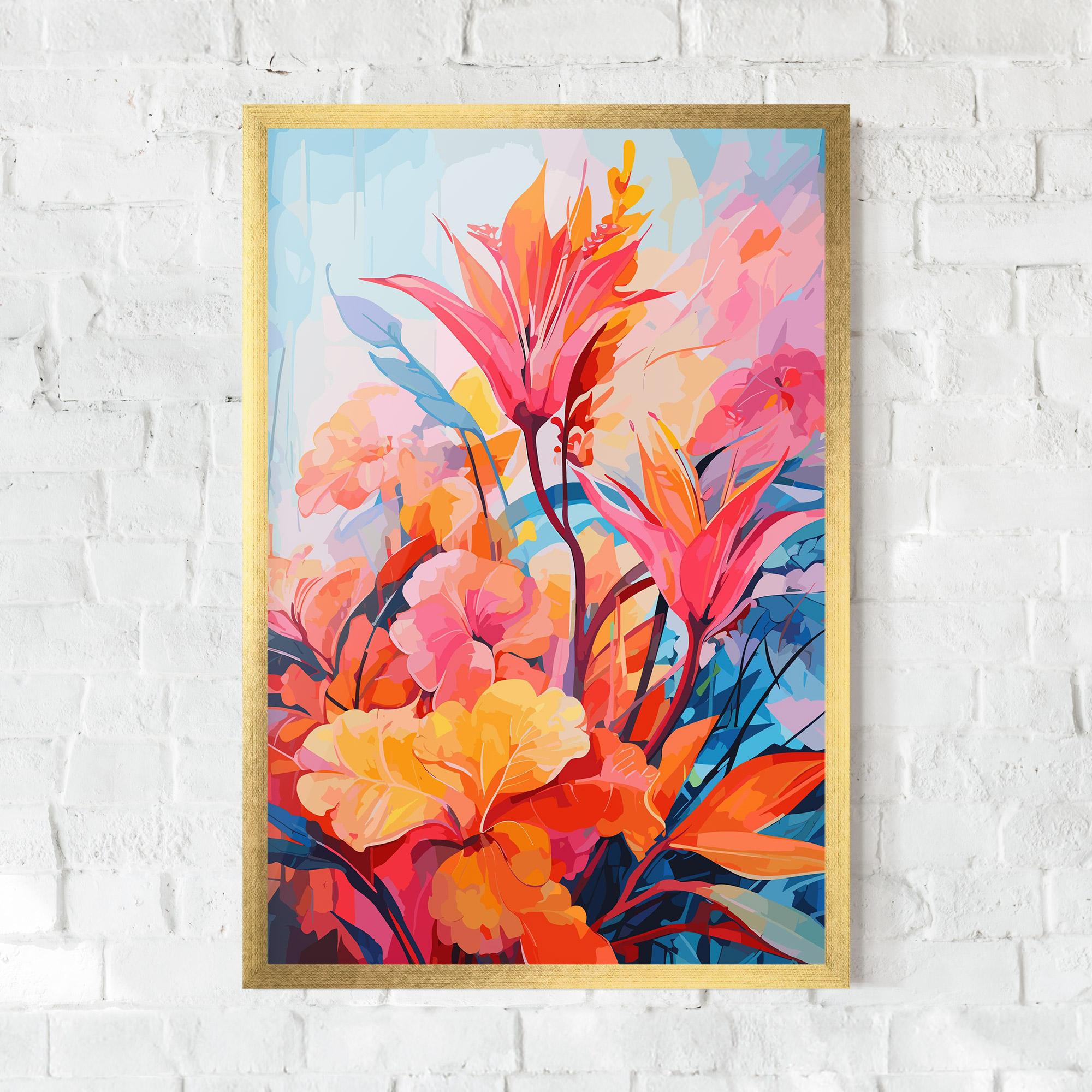 Poster Înrămat Orange Art Flower mockup 0