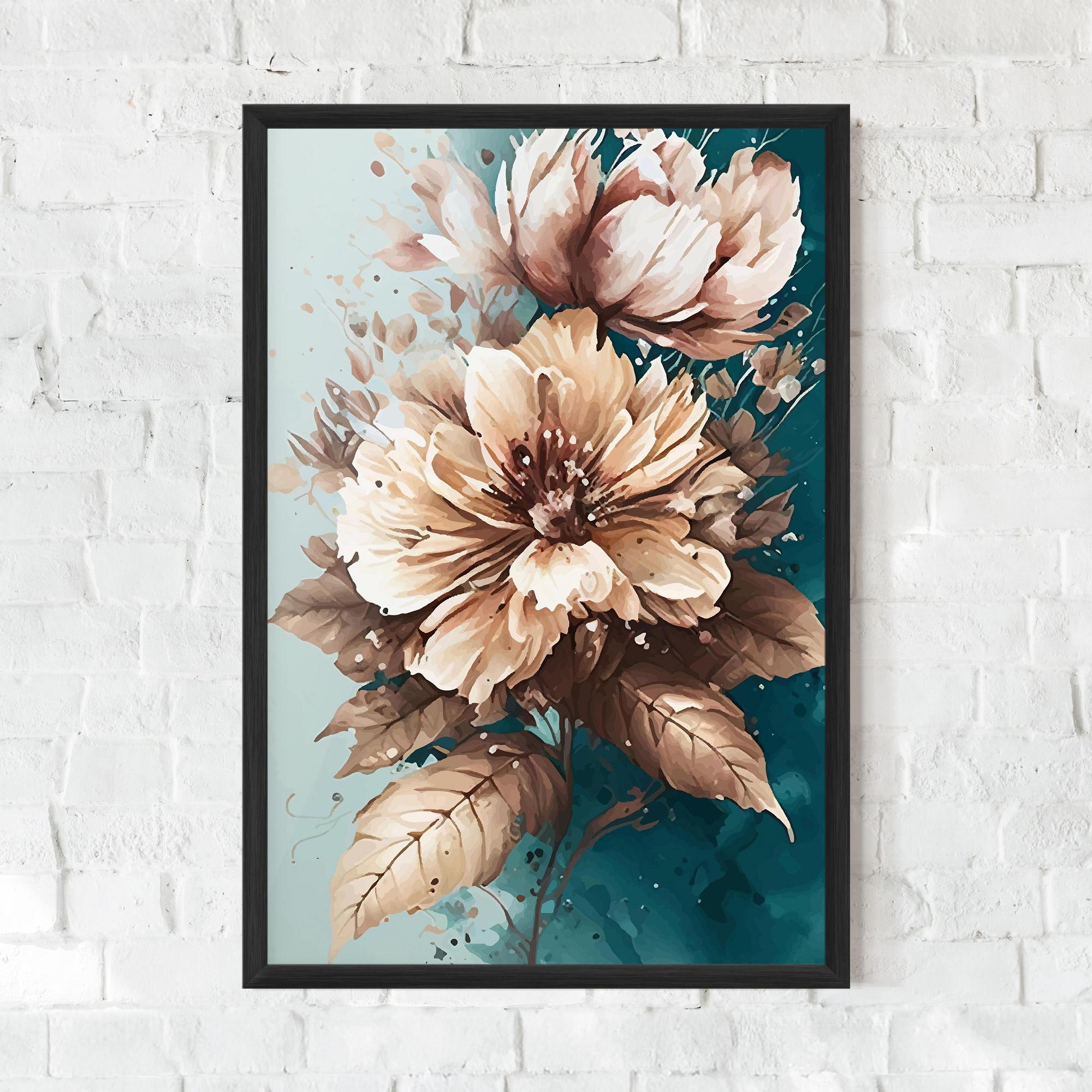 Poster Înrămat Flower Green Watercolor mockup 0
