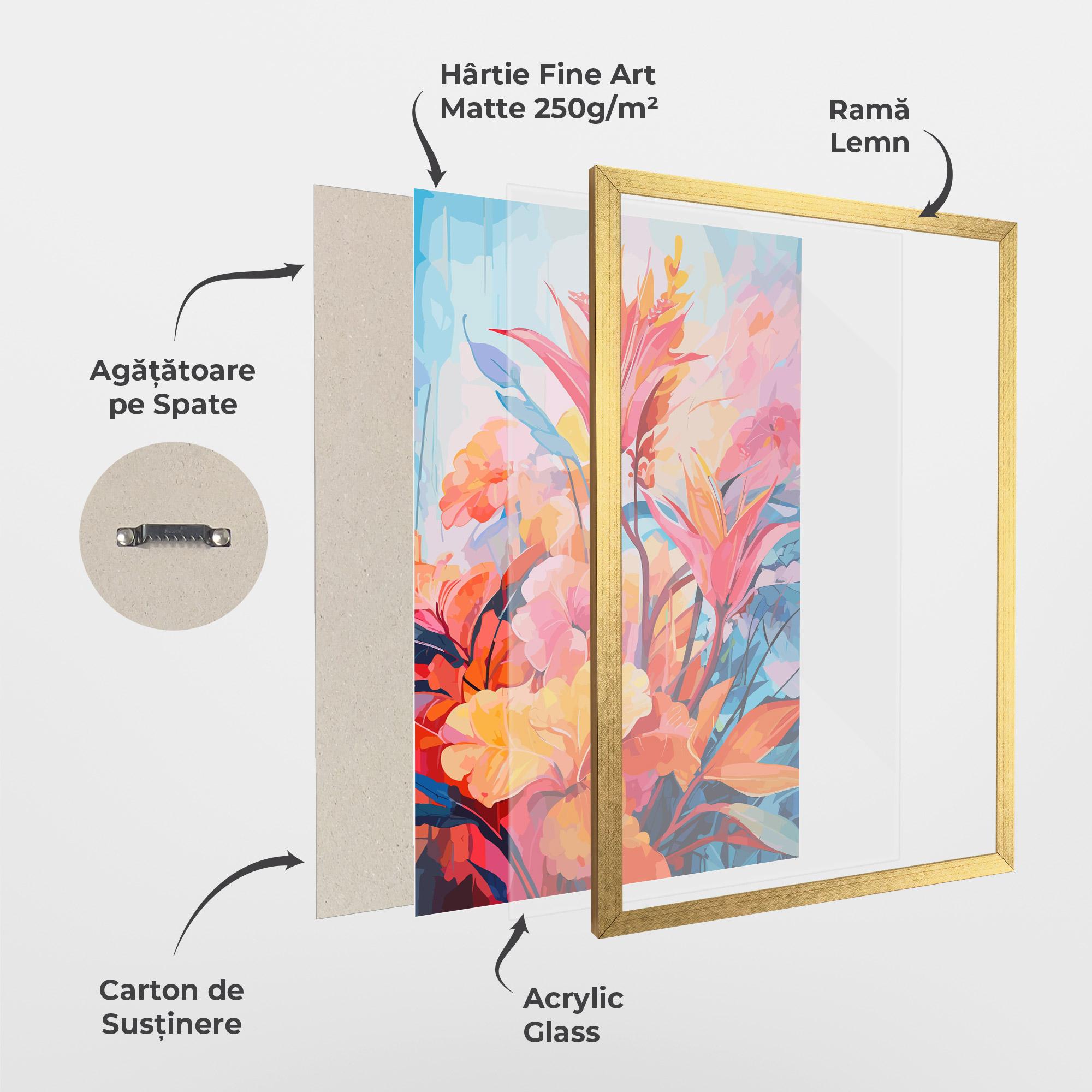 Poster Înrămat Orange Art Flower mockup 1