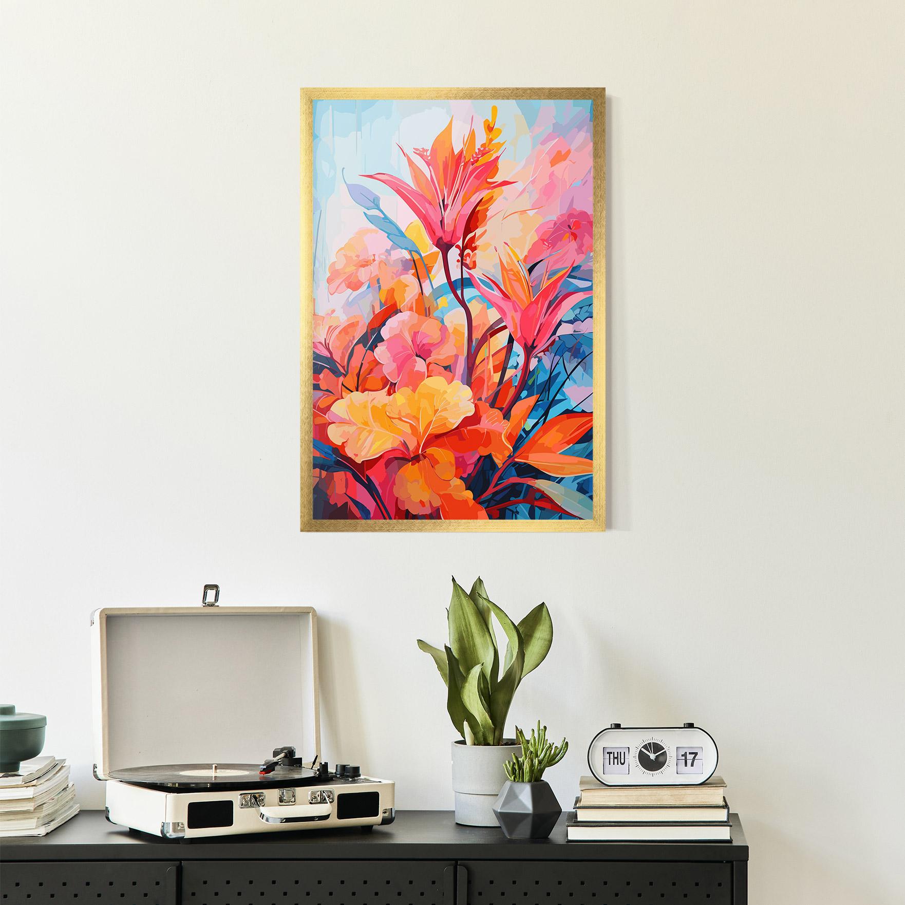 Poster Înrămat Orange Art Flower mockup 2