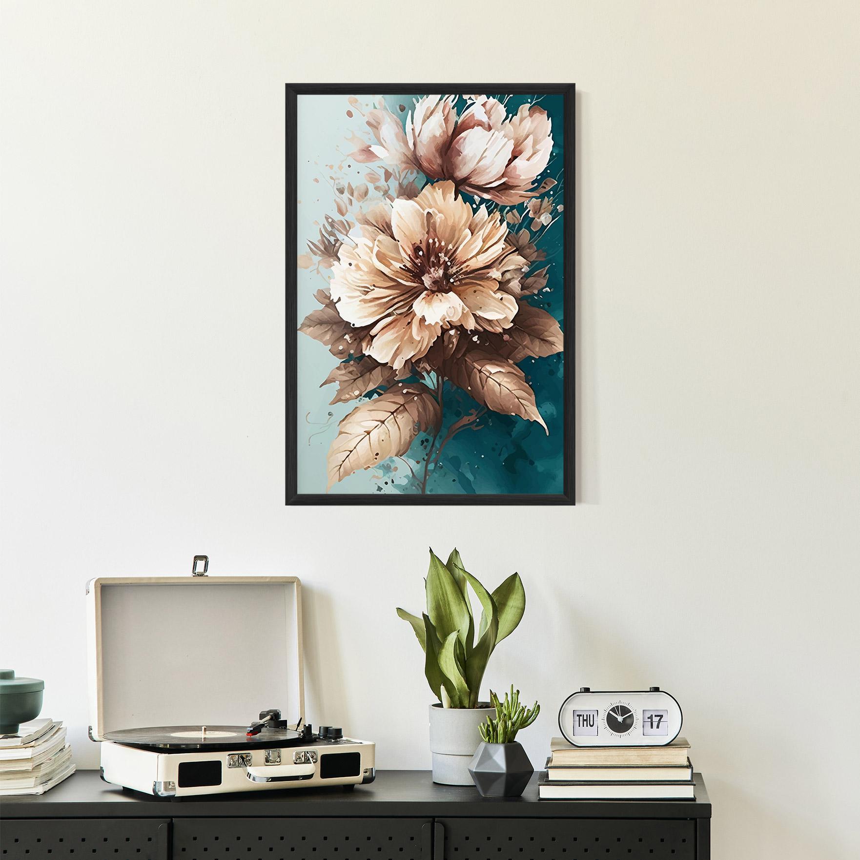 Poster Înrămat Flower Green Watercolor mockup 2