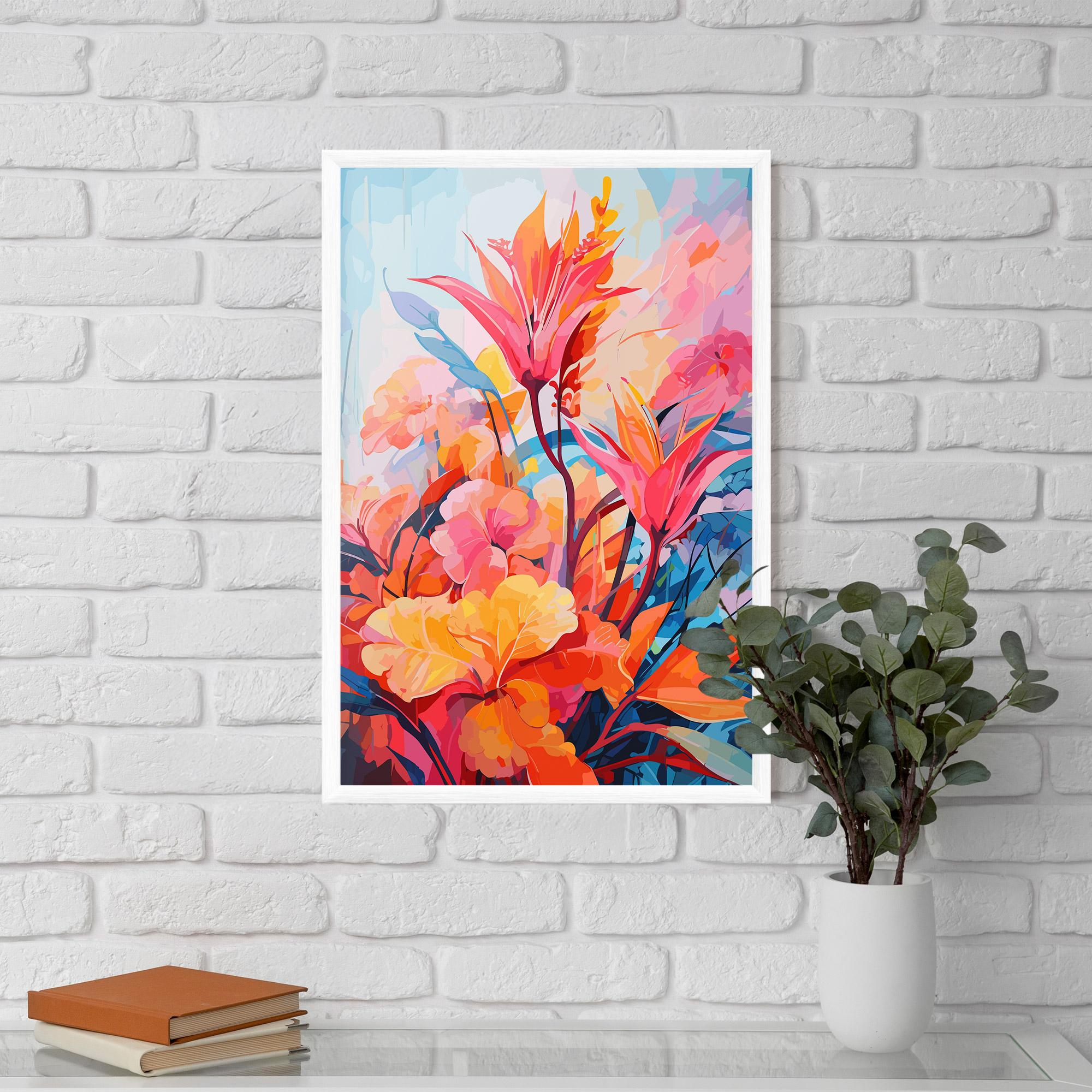 Poster Înrămat Orange Art Flower mockup 5