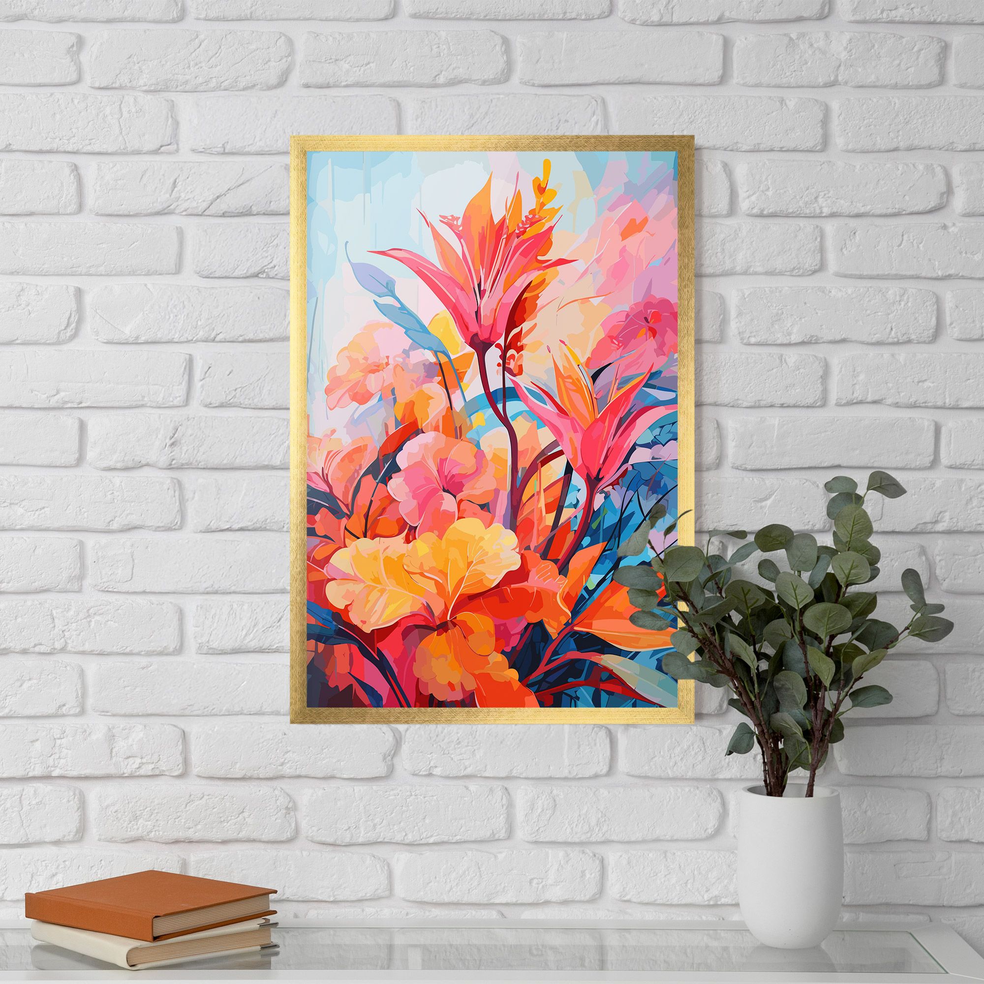 Orange Art Flower mockup 5
