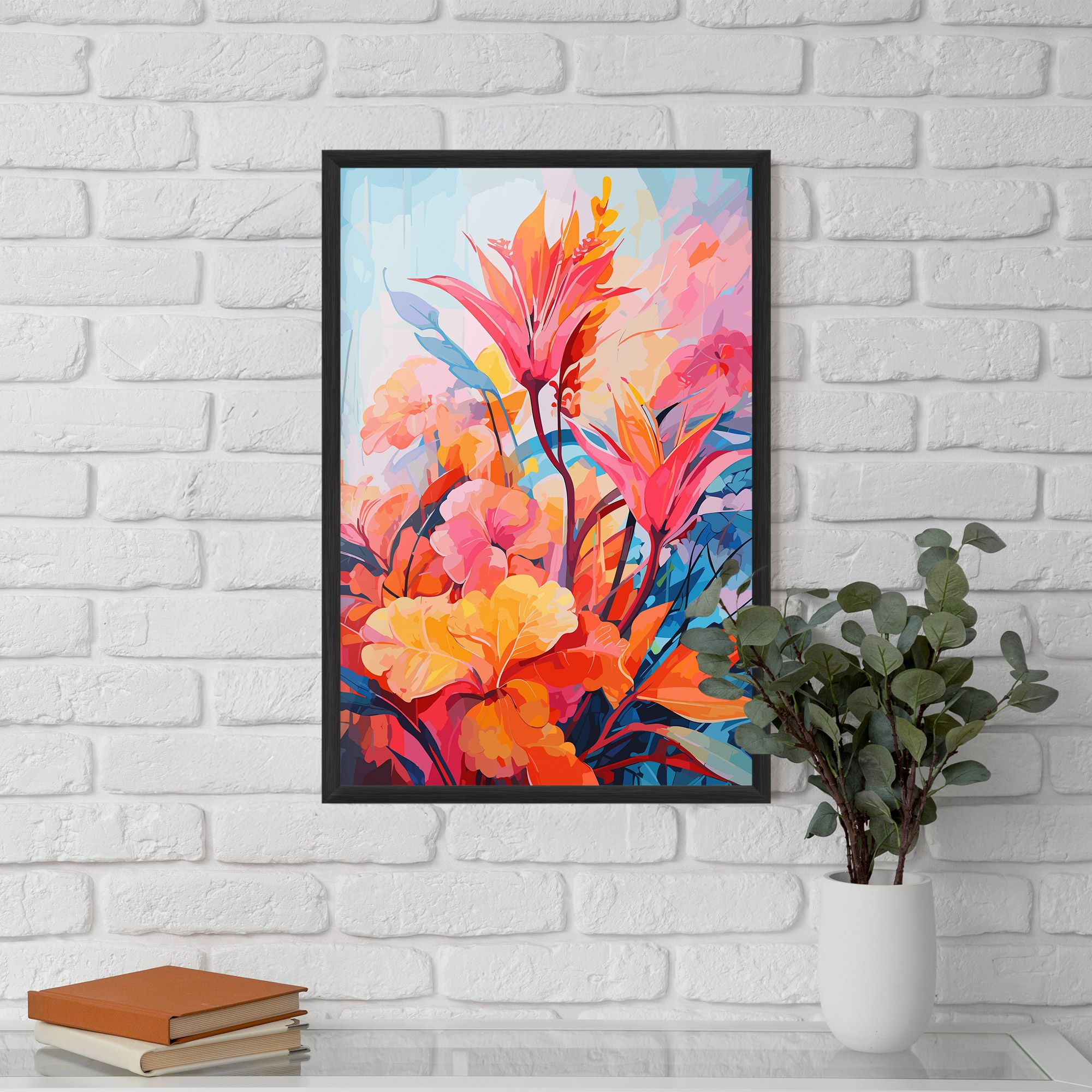 Orange Art Flower mockup 5