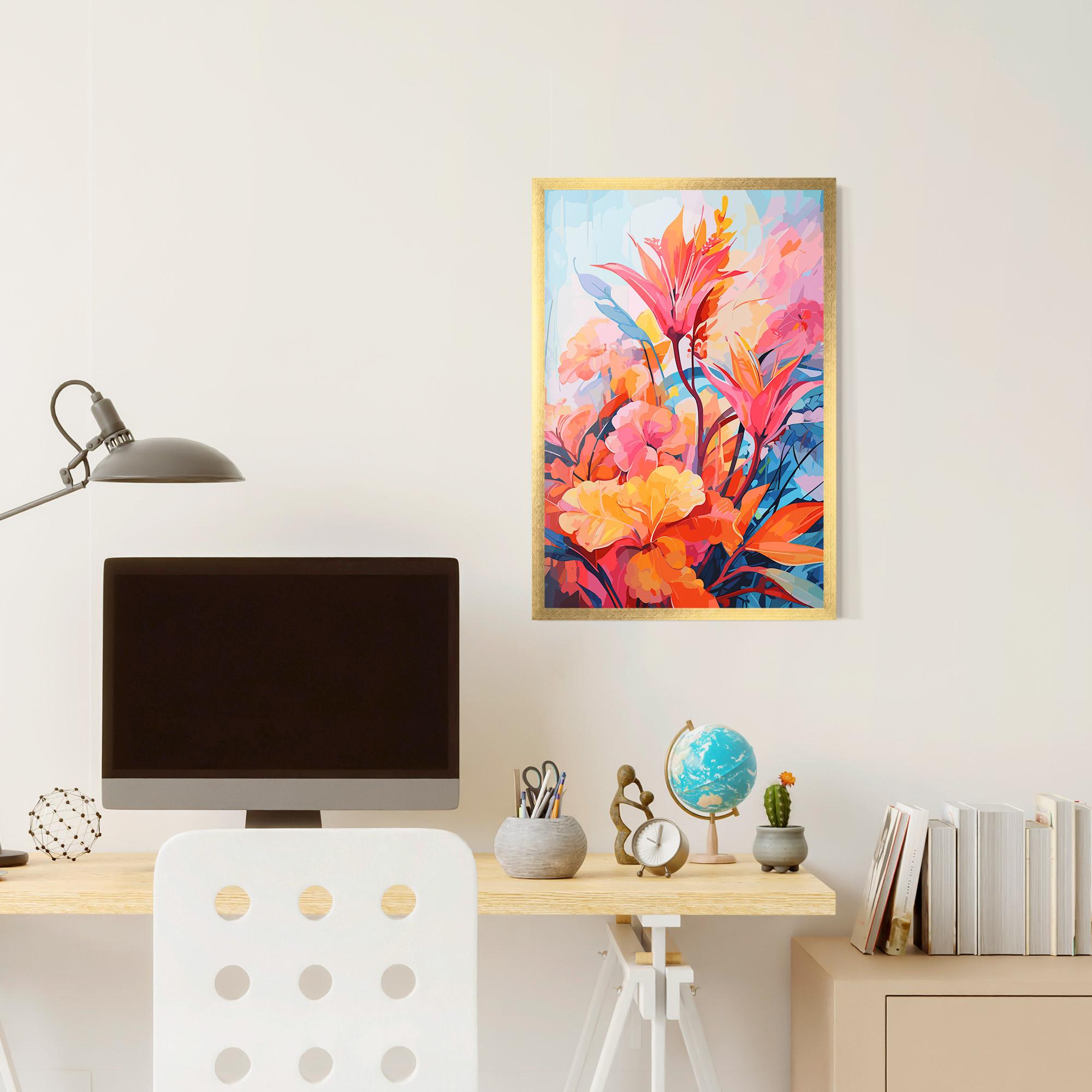 Poster Înrămat Orange Art Flower mockup 6