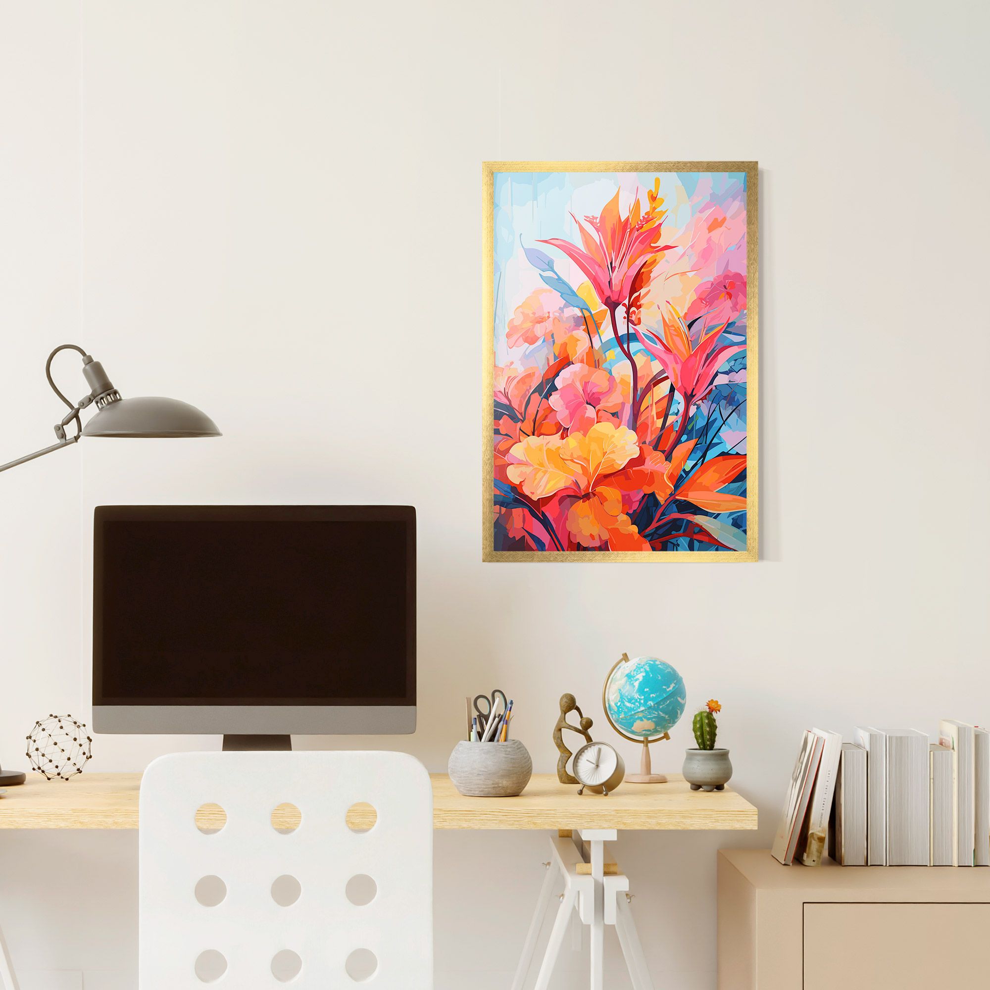 Orange Art Flower mockup 6