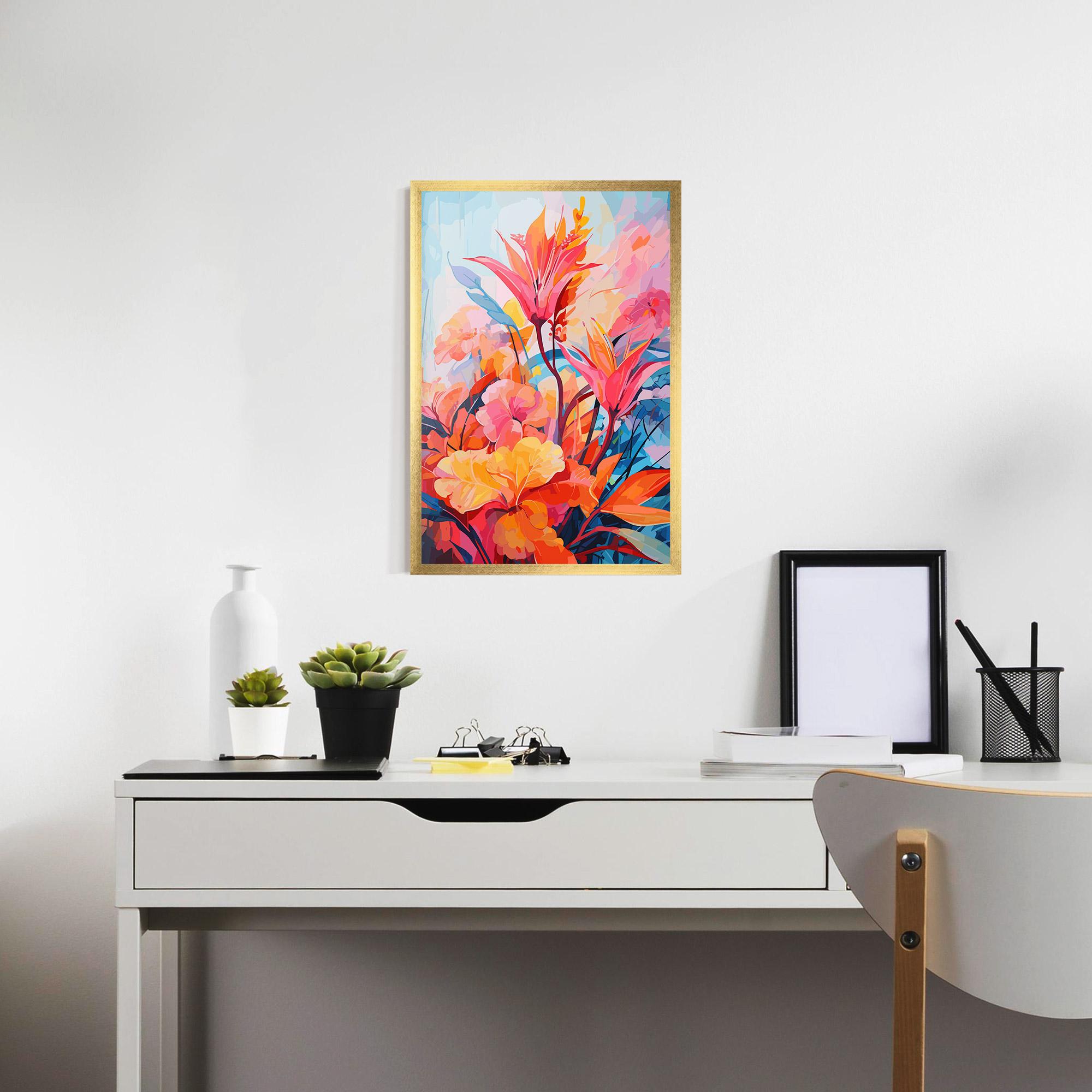 Poster Înrămat Orange Art Flower mockup 7