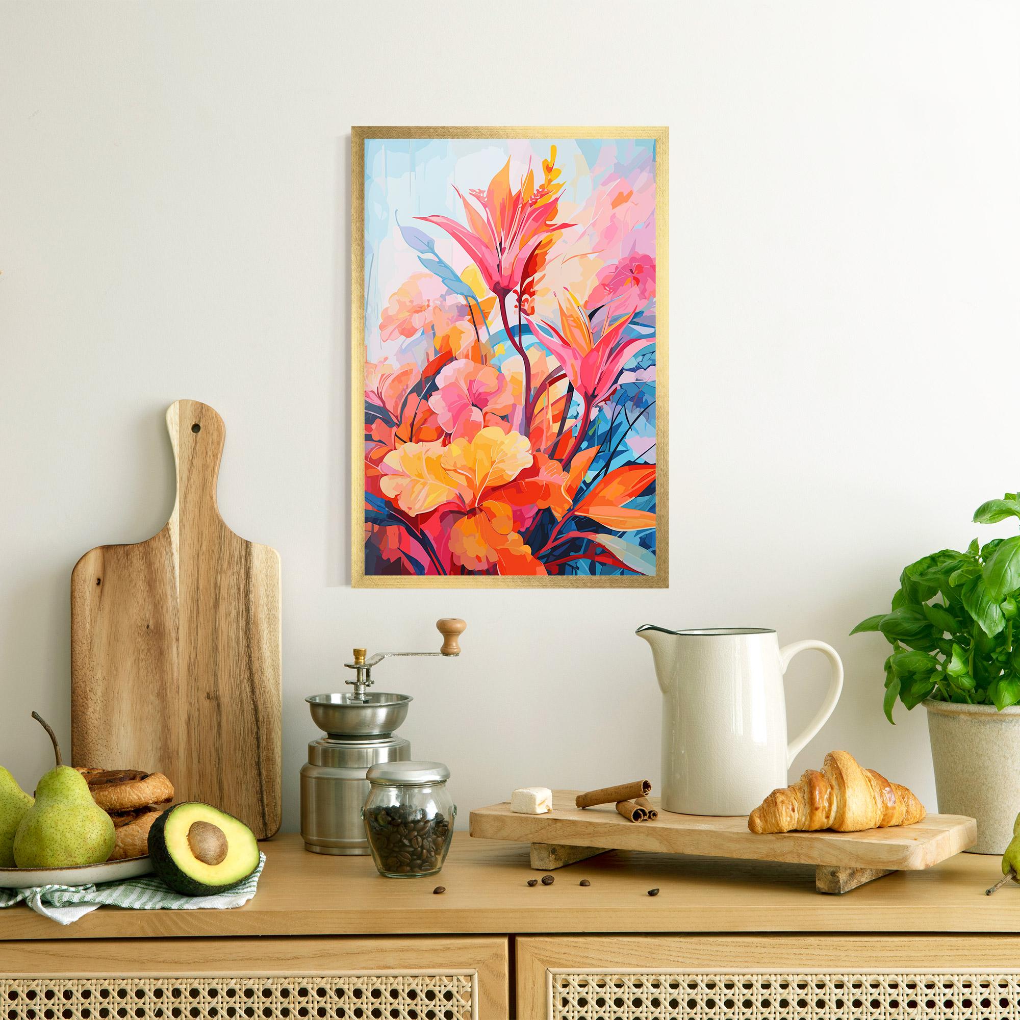 Poster Înrămat Orange Art Flower mockup 8