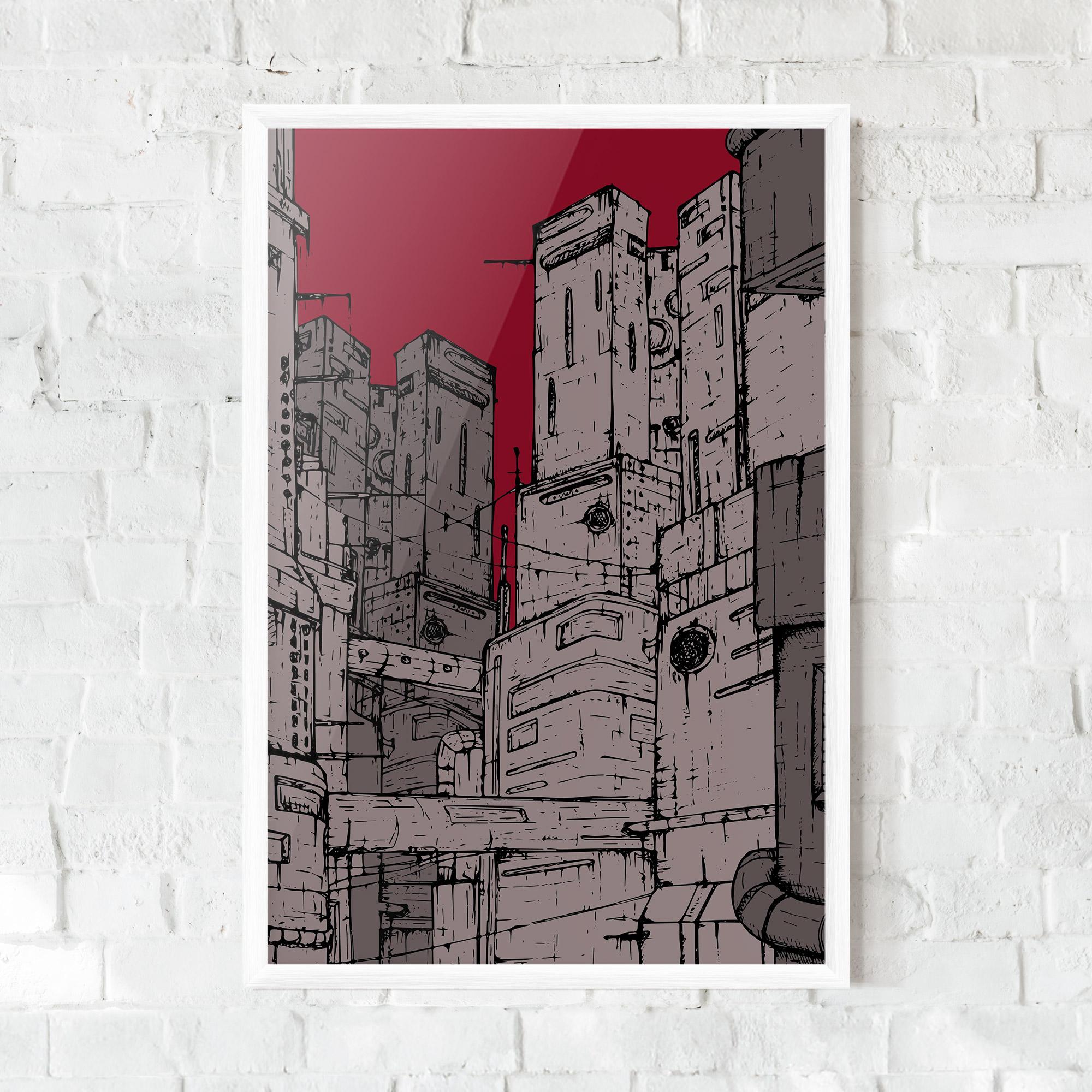 Poster Înrămat Grey Red City mockup 0