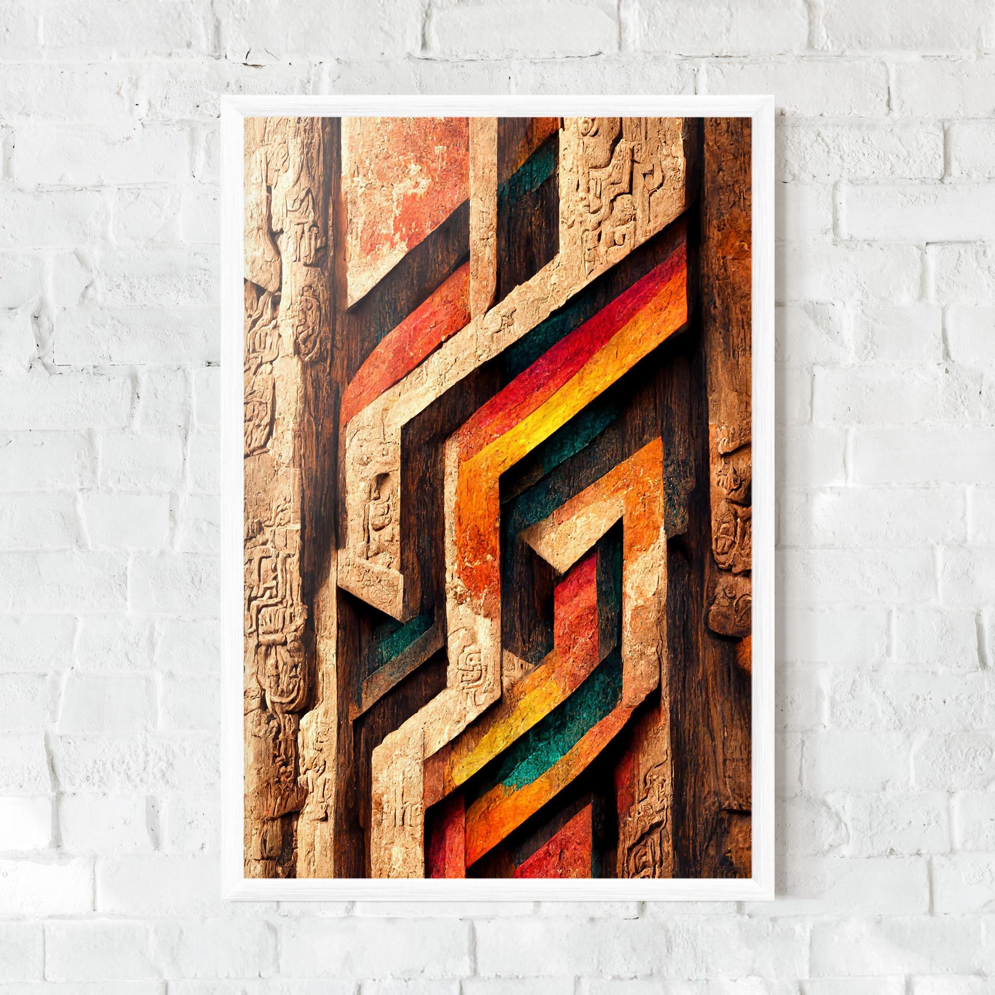 Poster Înrămat Mayan Style Wood mockup 0