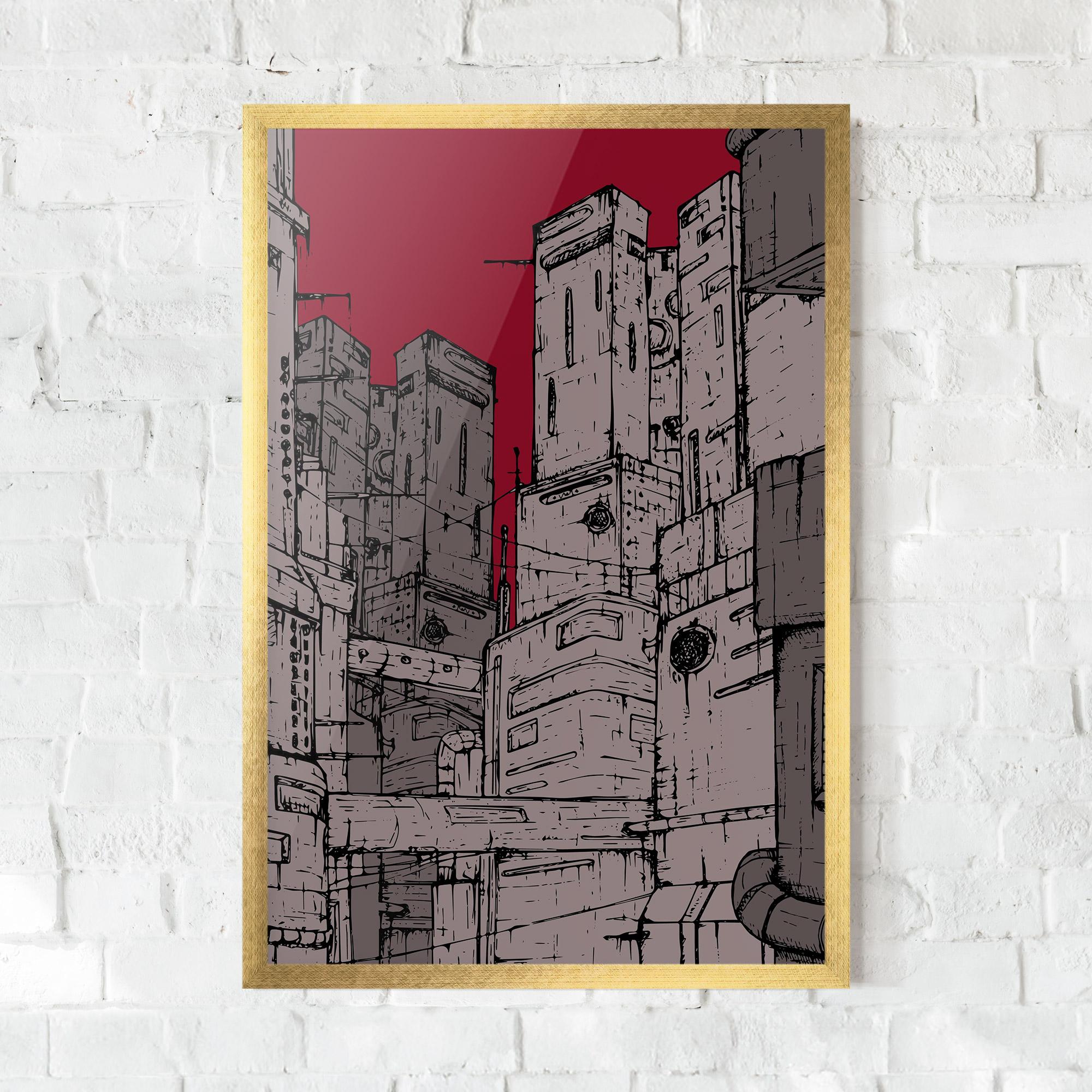 Poster Înrămat Grey Red City mockup 0