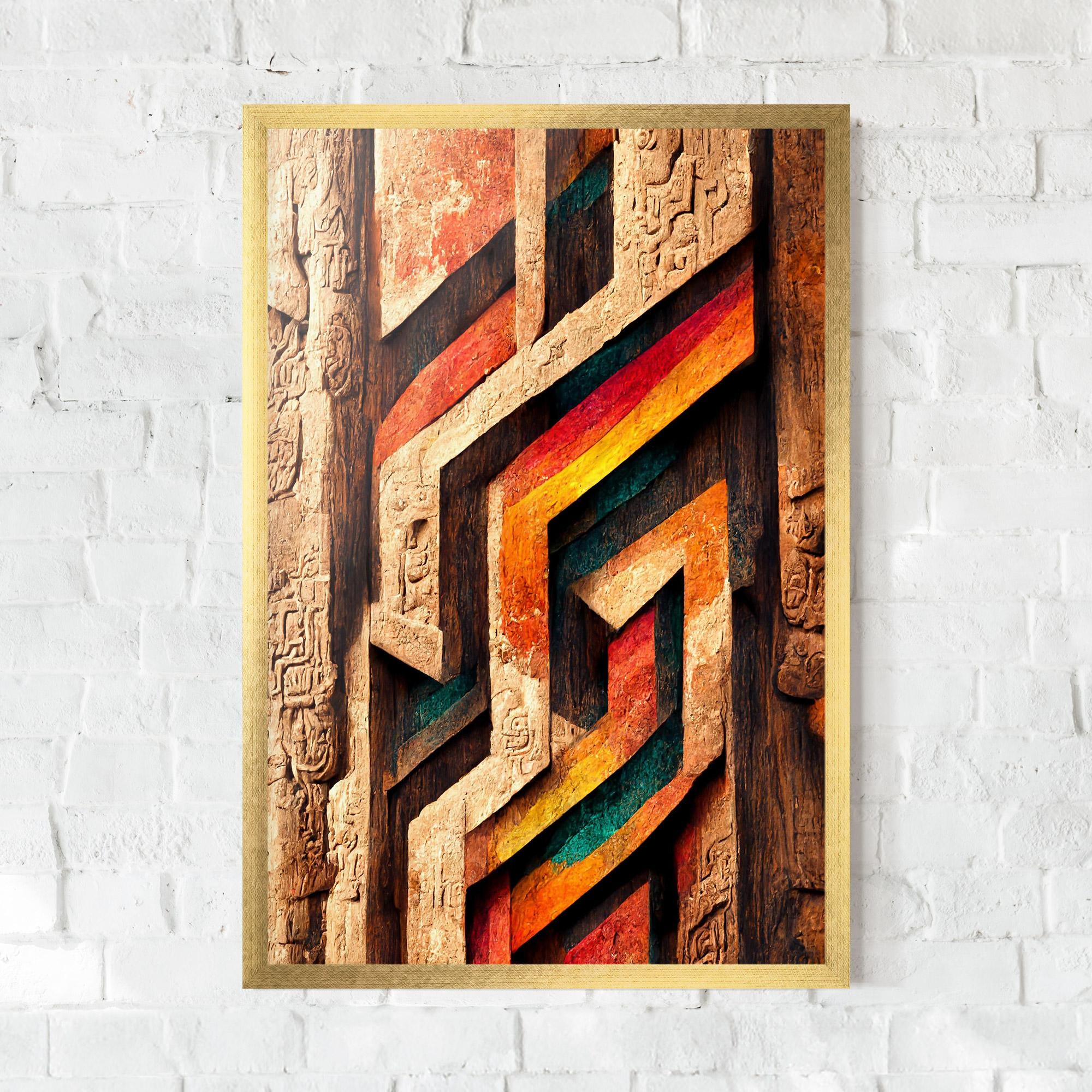 Poster Înrămat Mayan Style Wood mockup 0