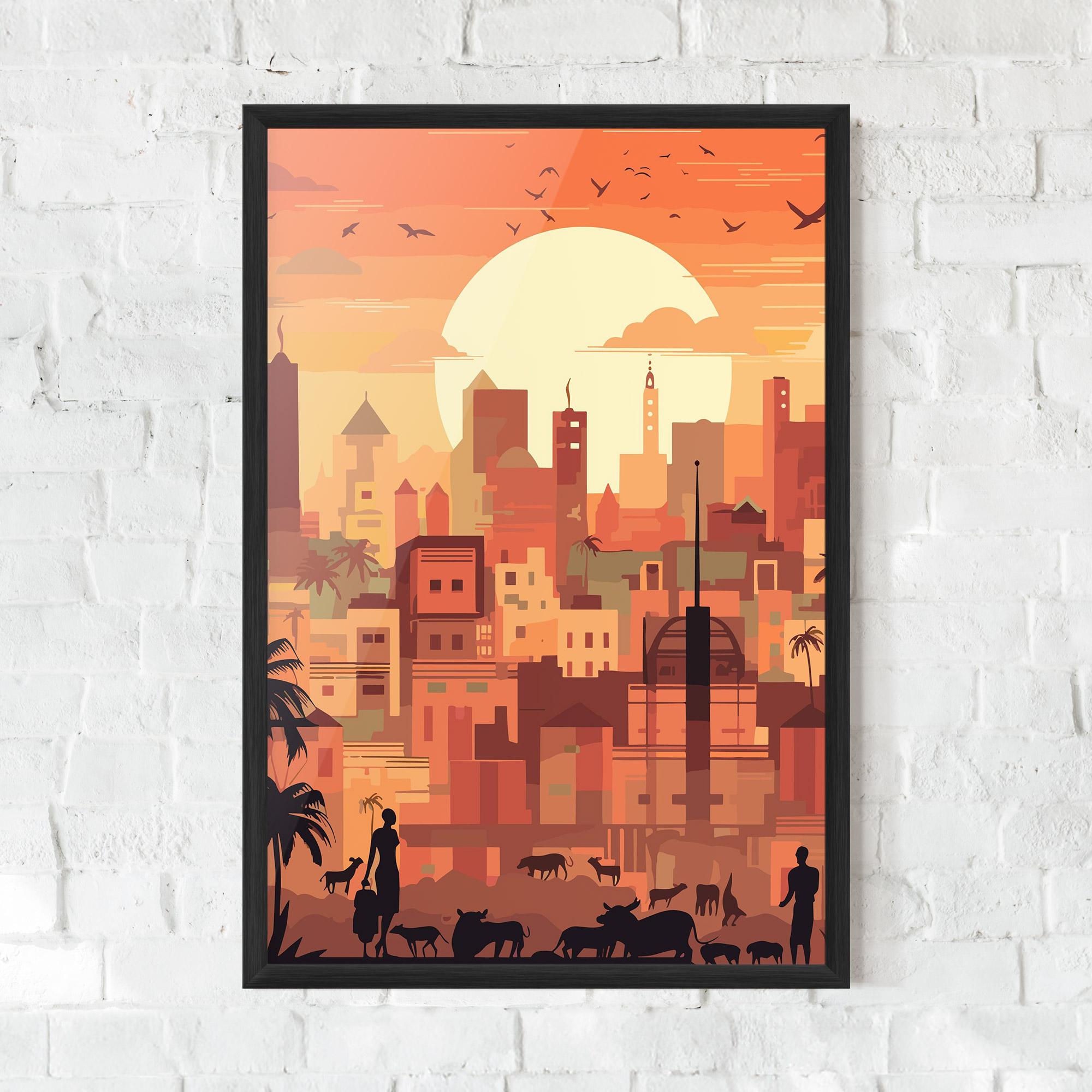 Poster Înrămat Africa City Sunset mockup 0